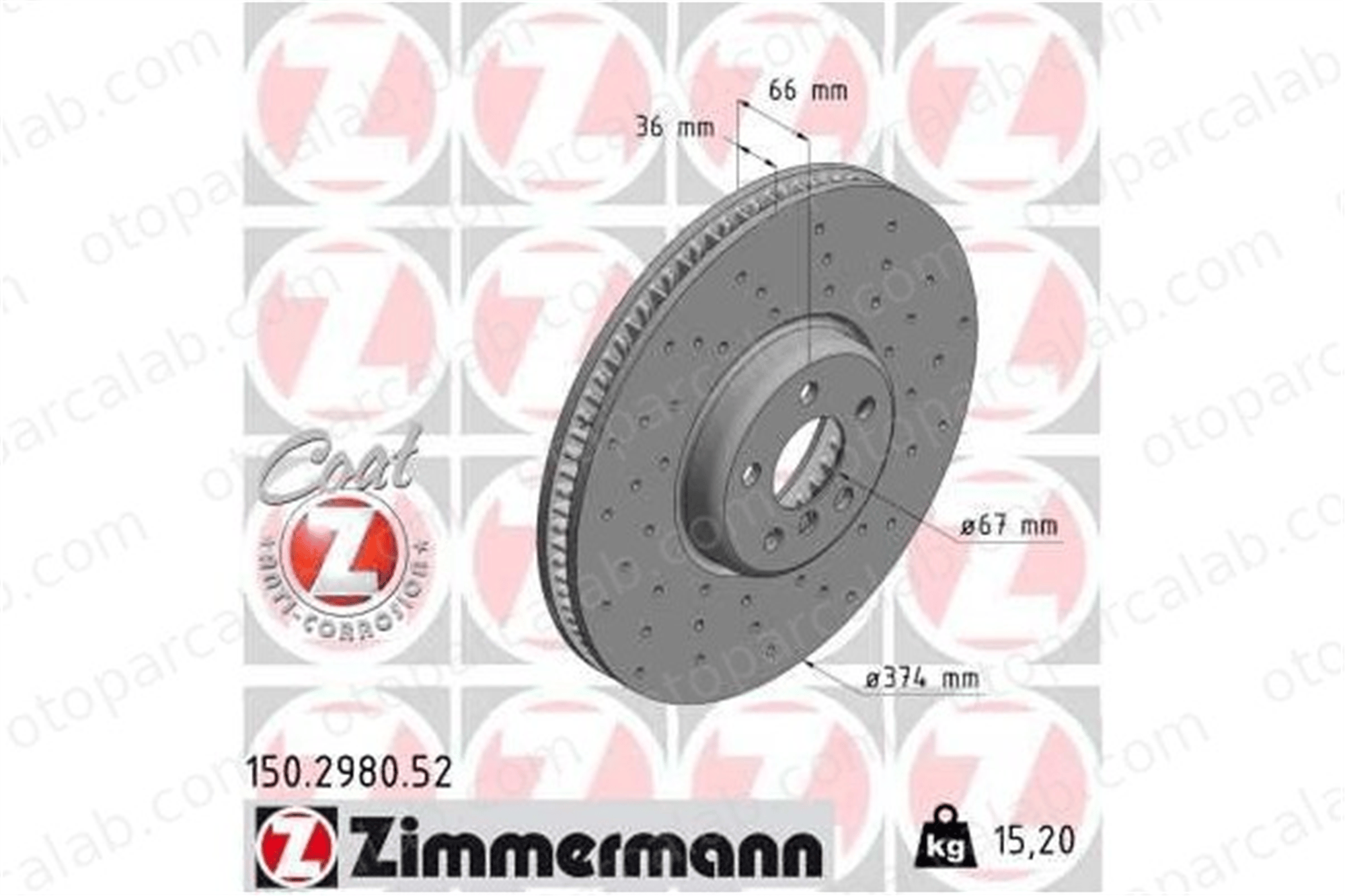 ZIMMERMANN 150.2980.52 Fren Disk Ayna Ön Sağ ve Sol BMW 3 3 Touring 34106895647