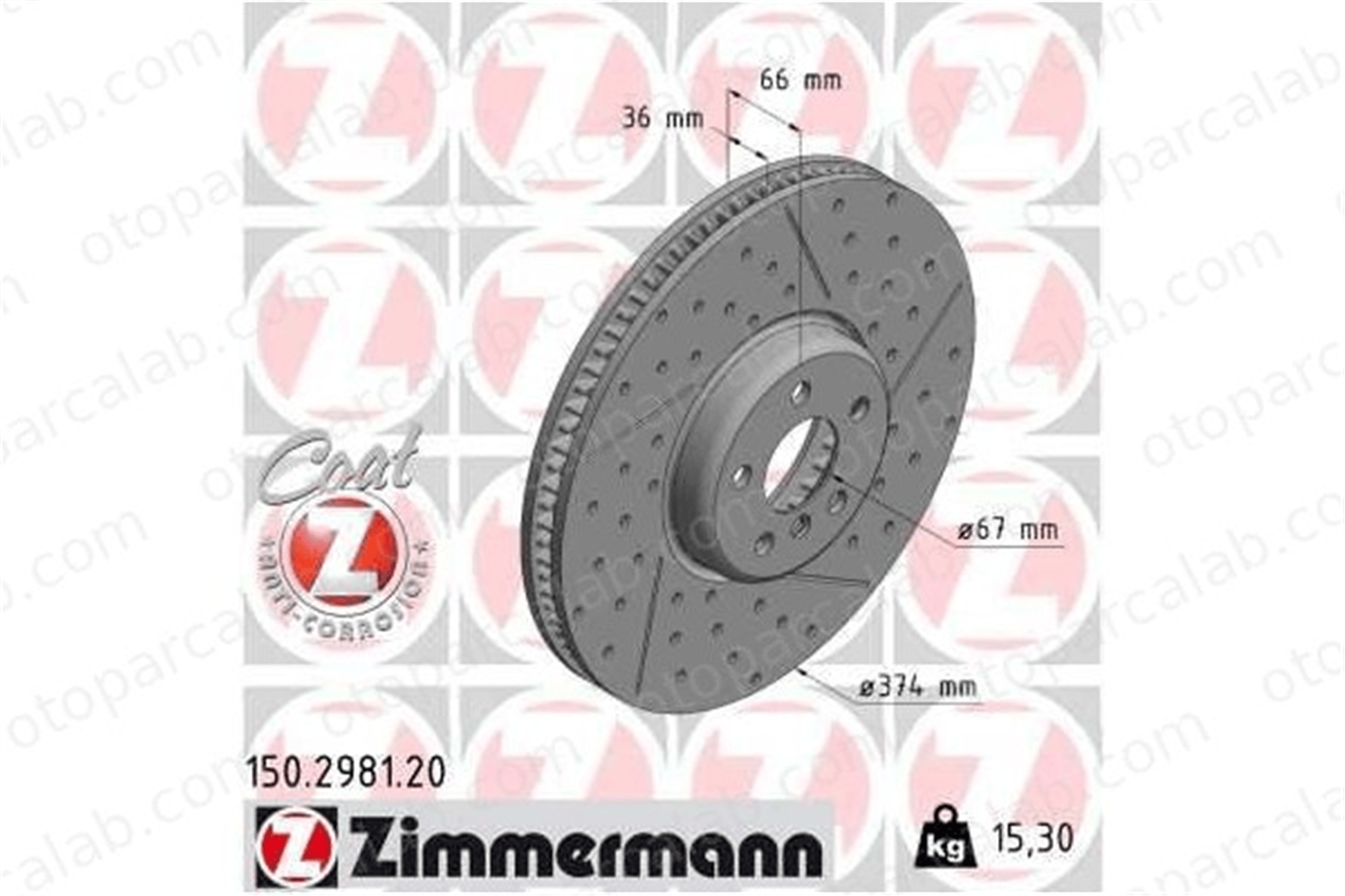 ZIMMERMANN 150.2981.20 Fren Disk Ayna Ön Sağ ve Sol BMW 3 3 Touring 34106895648