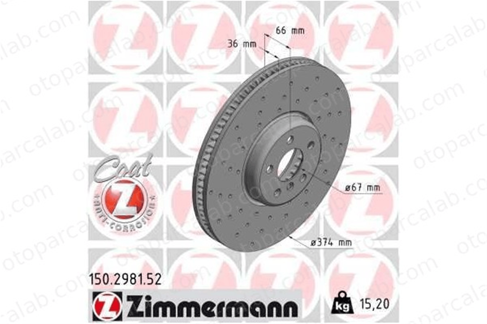 ZIMMERMANN 150.2981.52 Fren Disk Ayna Ön Sağ ve Sol BMW 3 3 Touring 34106895648
