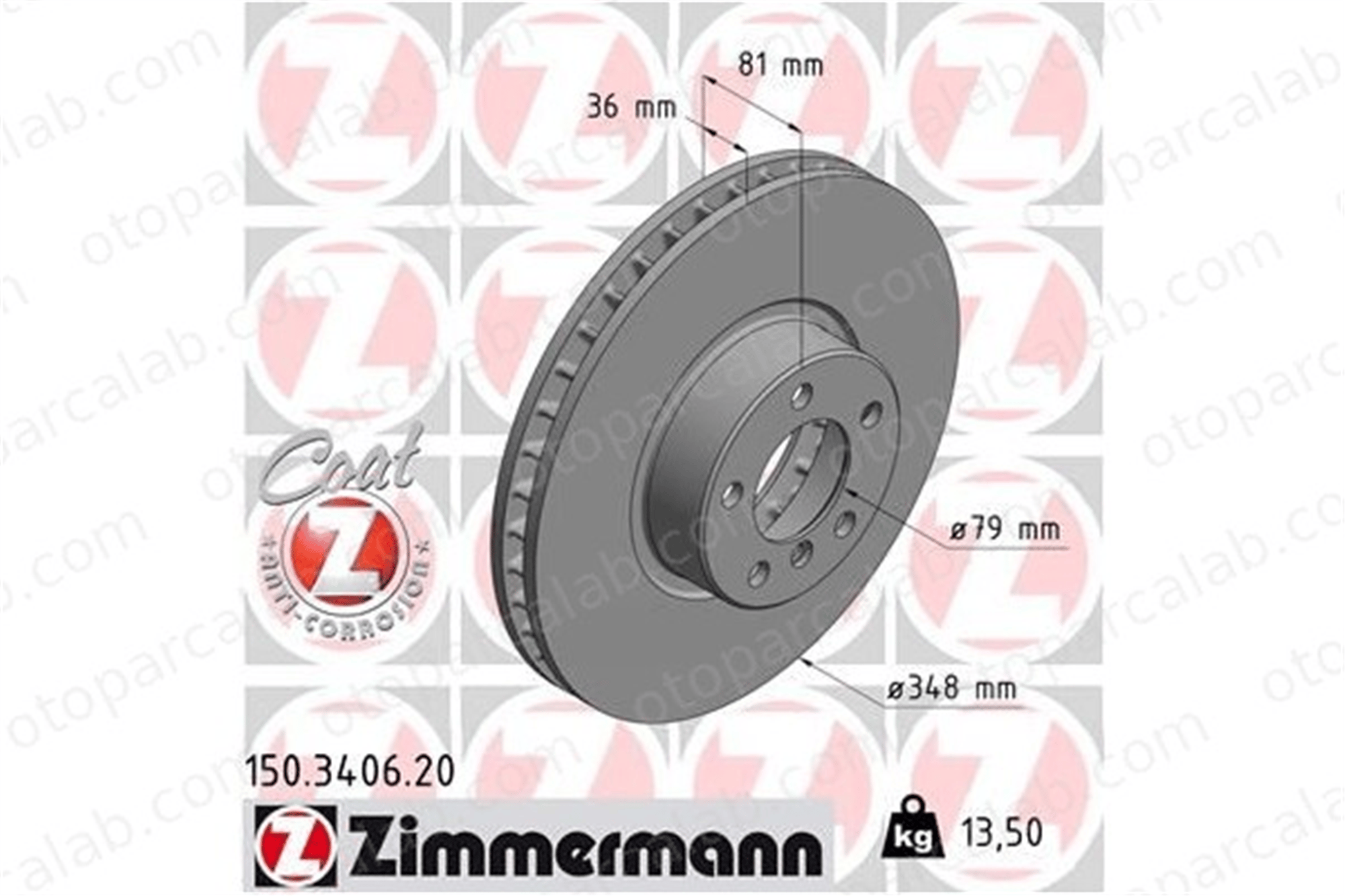 ZIMMERMANN 150.3406.20 Fren Disk Ayna Ön Sağ ve Sol BMW 7 34116767353 34116864904