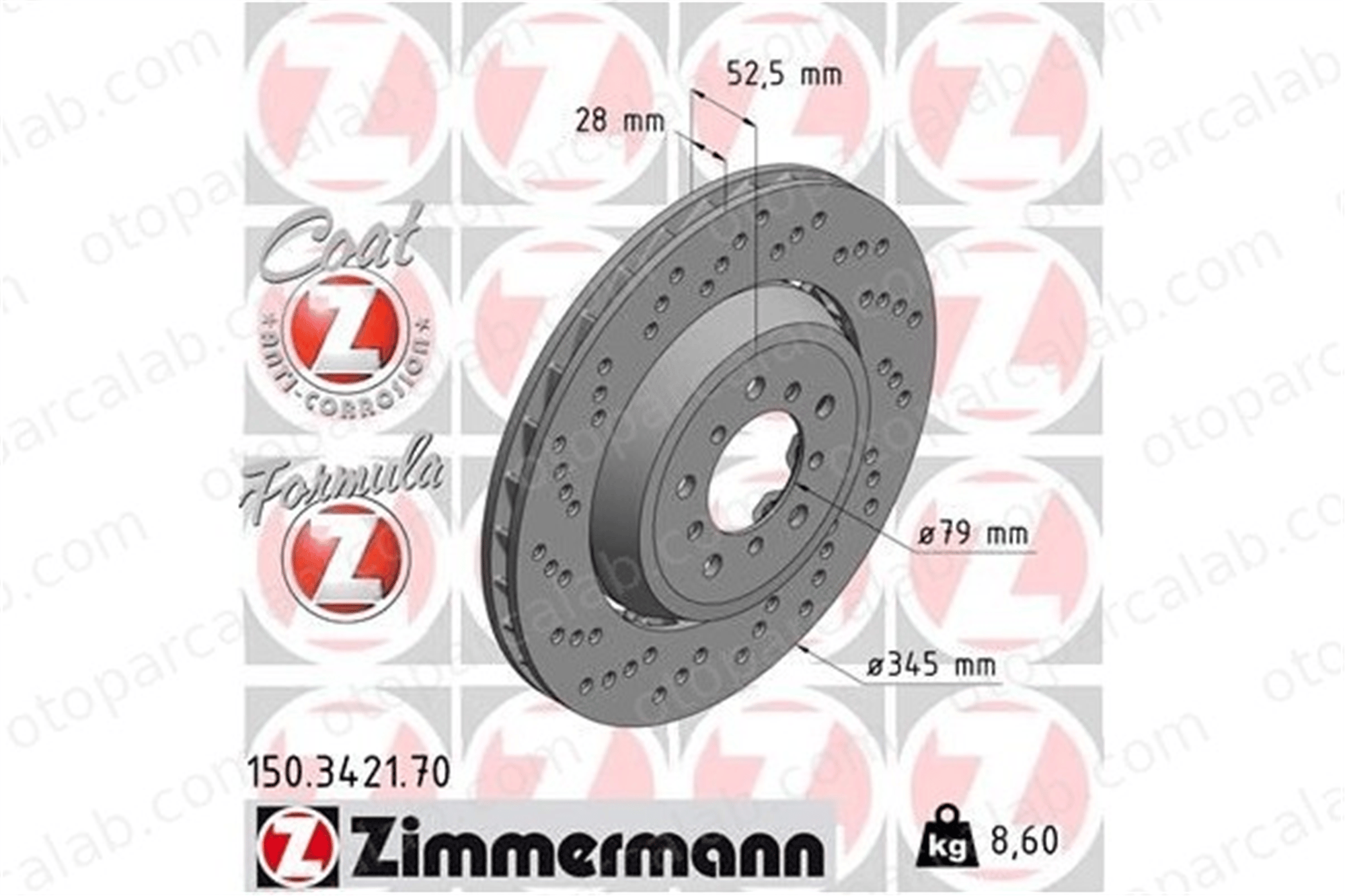 ZIMMERMANN 150.3421.70 Fren Disk Ayna Ön Sağ ve Sol BMW 3 Coupe Z4 Coupe 34112282445
