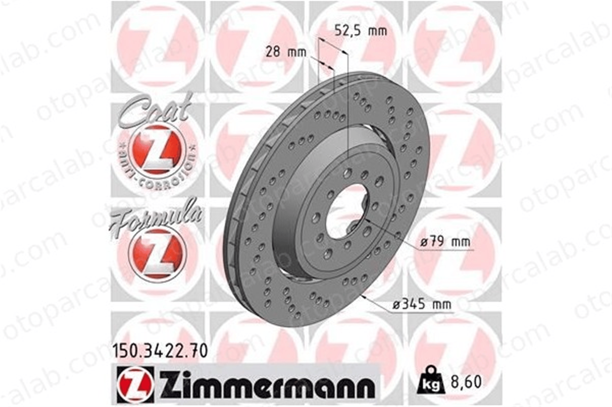 ZIMMERMANN 150.3422.70 Fren Disk Ayna Ön Sağ ve Sol BMW 3 Coupe Z4 Coupe 34112282446