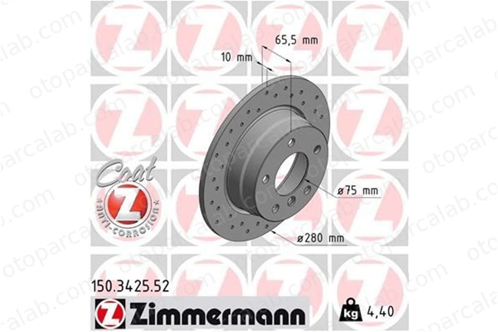 ZIMMERMANN 150.3425.52 Fren Disk Ayna Arka Sağ ve Sol BMW 1 34216764647 34216855001