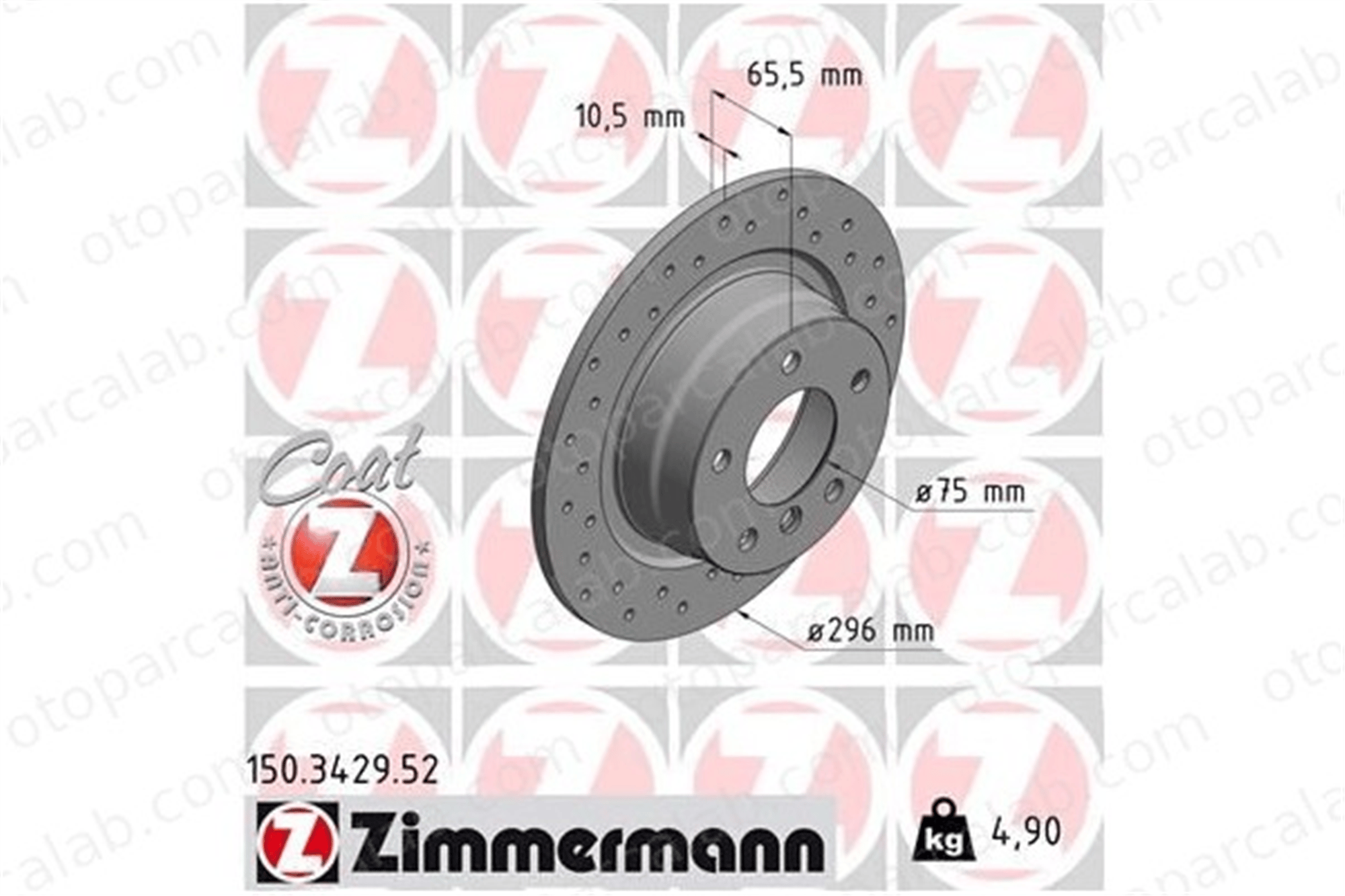ZIMMERMANN 150.3429.52 Fren Disk Ayna Arka Sağ ve Sol BMW 1 3 34216855002 34214031725