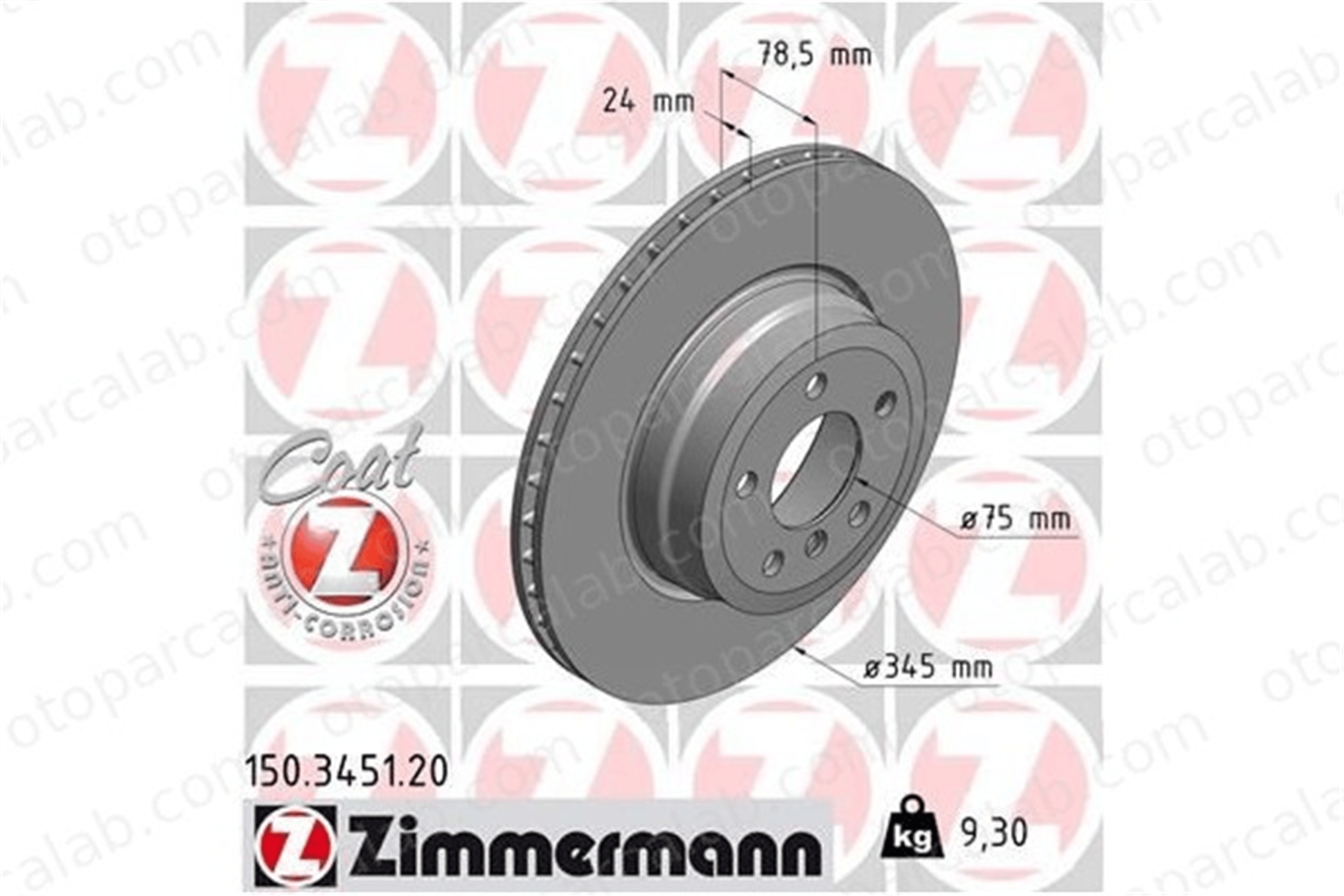 ZIMMERMANN 150.3451.20 Fren Disk Ayna Arka Sağ ve Sol BMW X5 X6 34216886480 34216771971