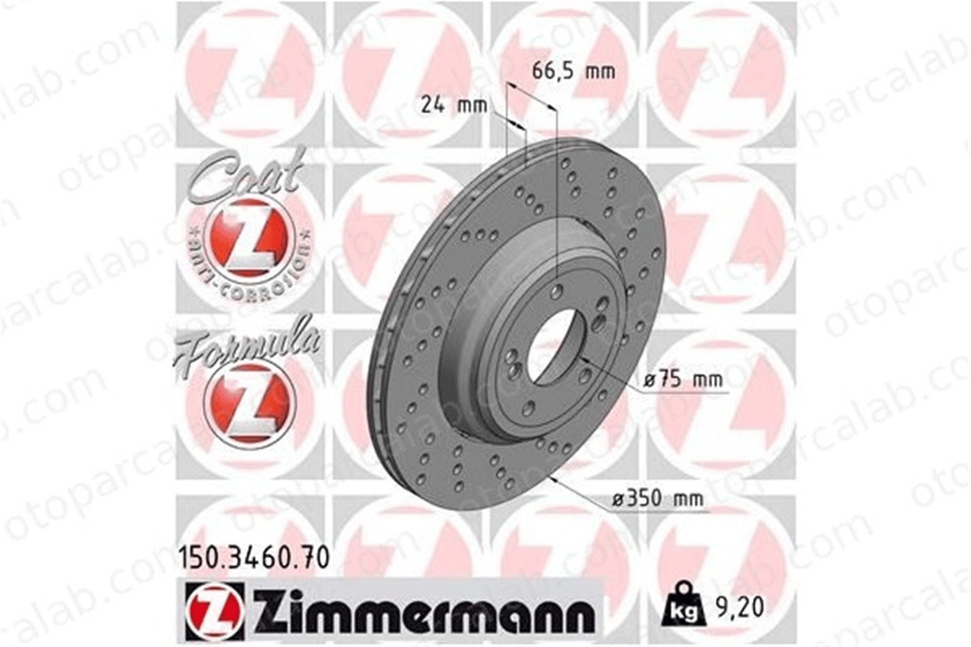ZIMMERMANN 150.3460.70 Fren Disk Ayna Arka Sağ BMW 3 Coupe 1 Coupe 34212283388 34212283804