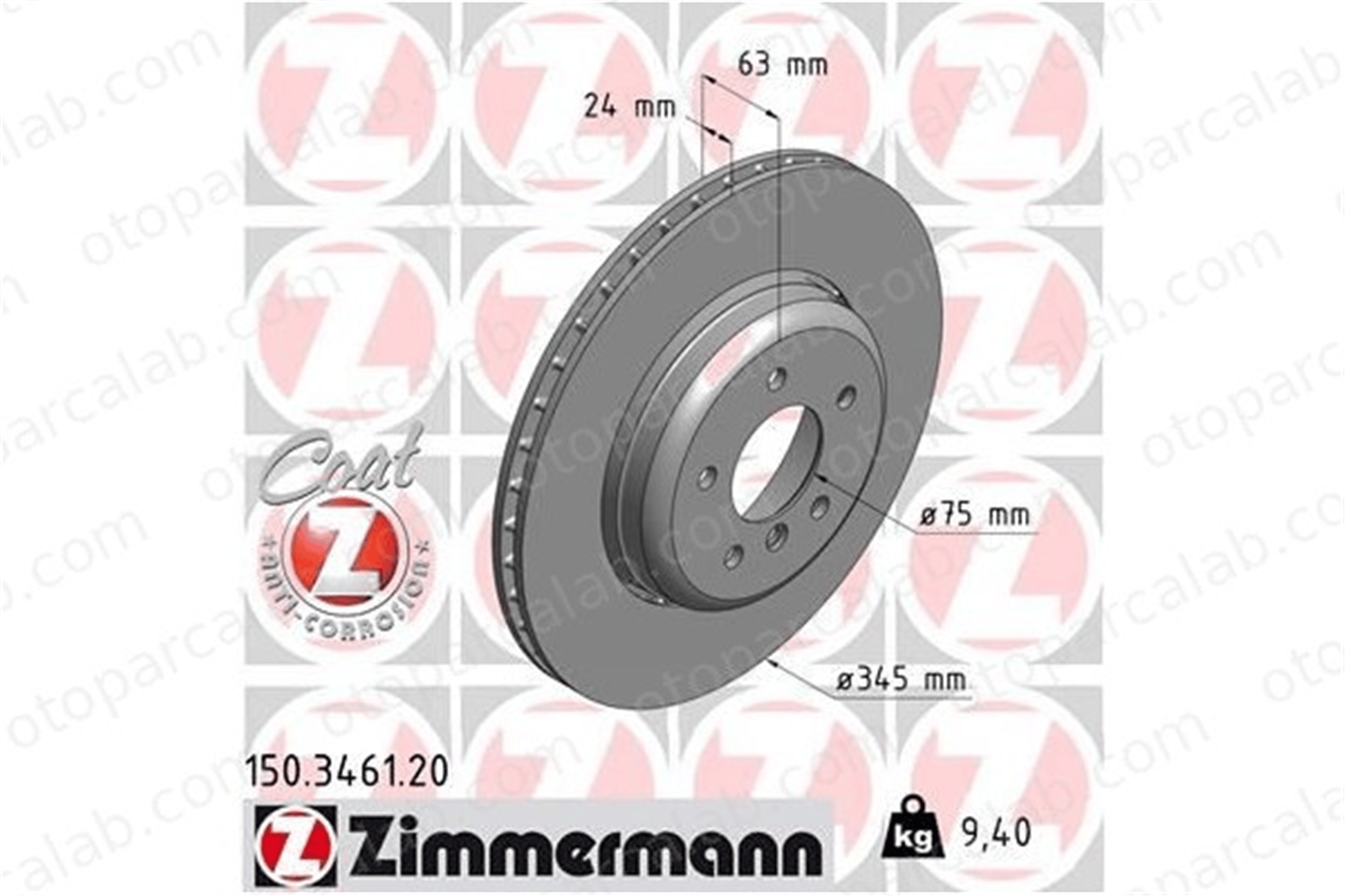 ZIMMERMANN 150.3461.20 Fren Disk Ayna Arka Sağ ve Sol BMW 5 5 Touring 34216763827 6763827