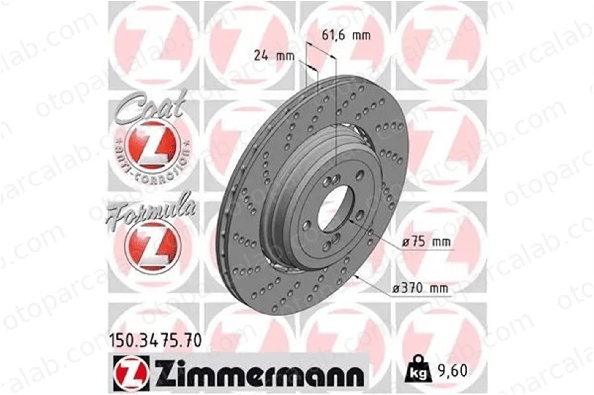 ZIMMERMANN 150.3475.70 Fren Disk Ayna Arka Sol BMW 5 5 Touring 34112282807 34212282807