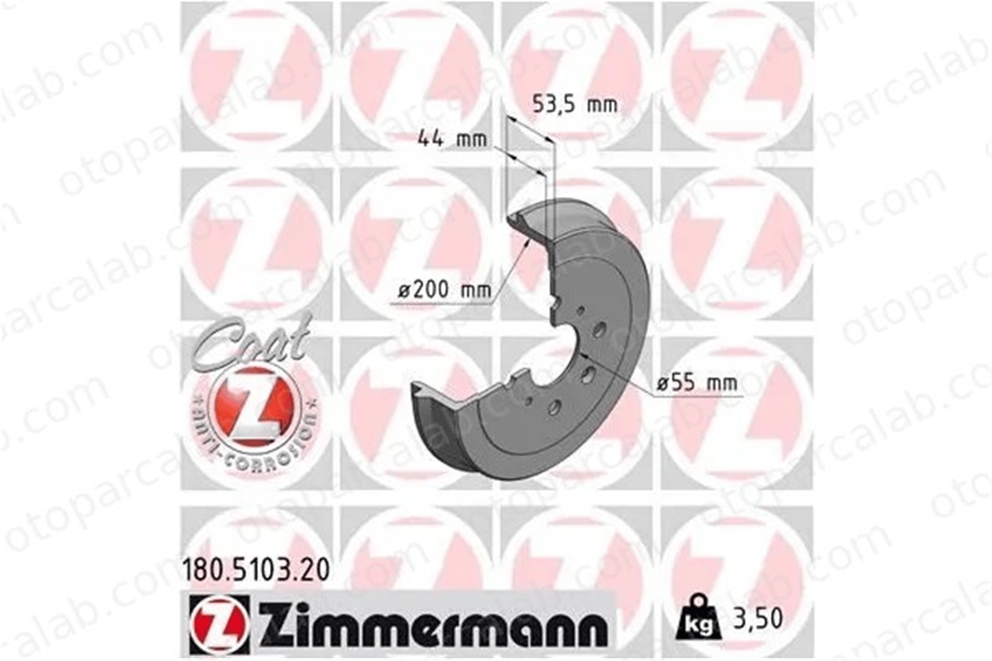 ZIMMERMANN 180.5103.20 Kampana Arka Sağ veya Sol CITROËN C1 II C1 424748 424310H010