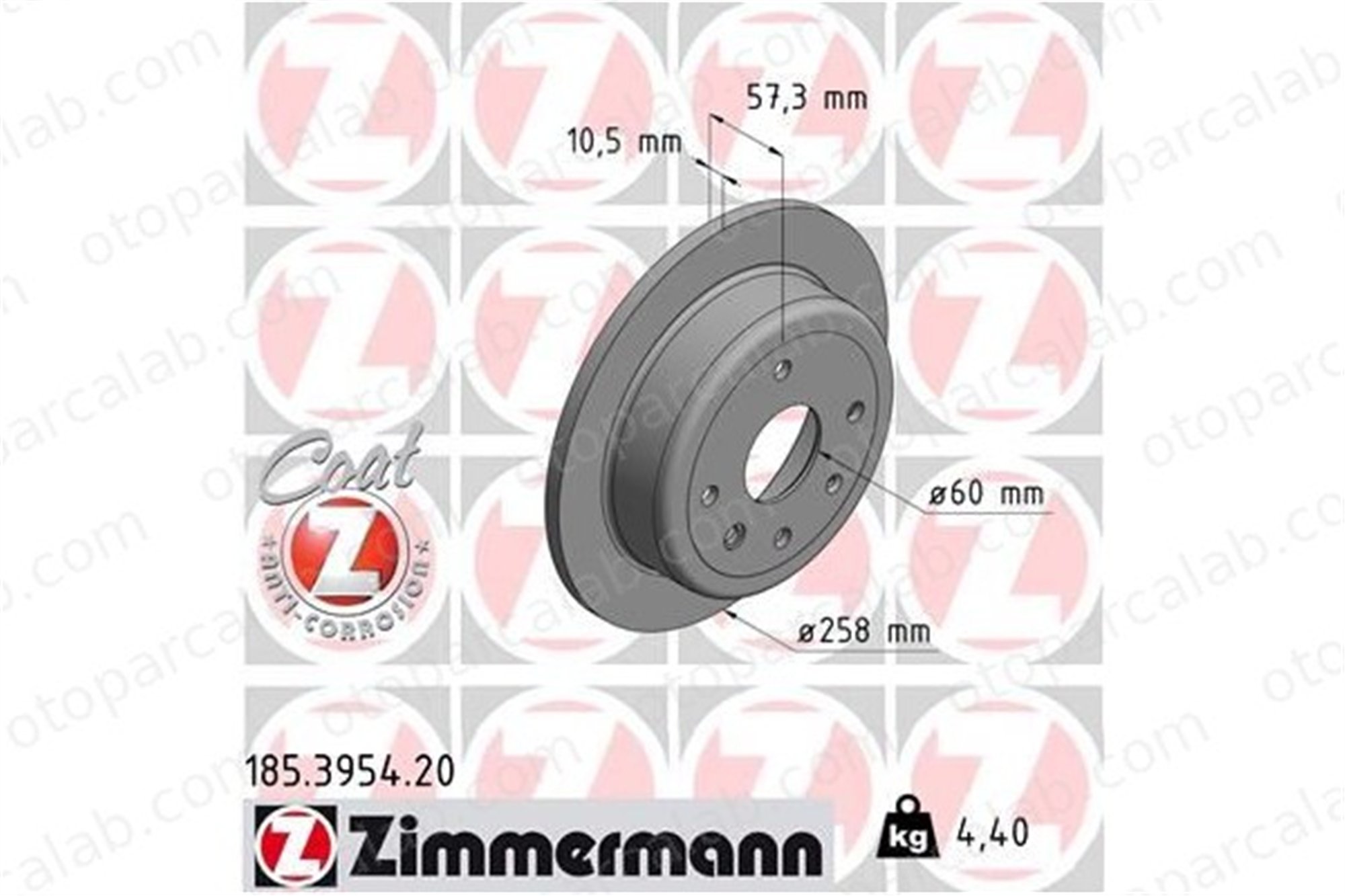 ZIMMERMANN 185.3954.20 Fren Disk Ayna Arka Sağ ve Sol CHEVROLET LACETTI NUBIRA Sedan 96549630 24535045