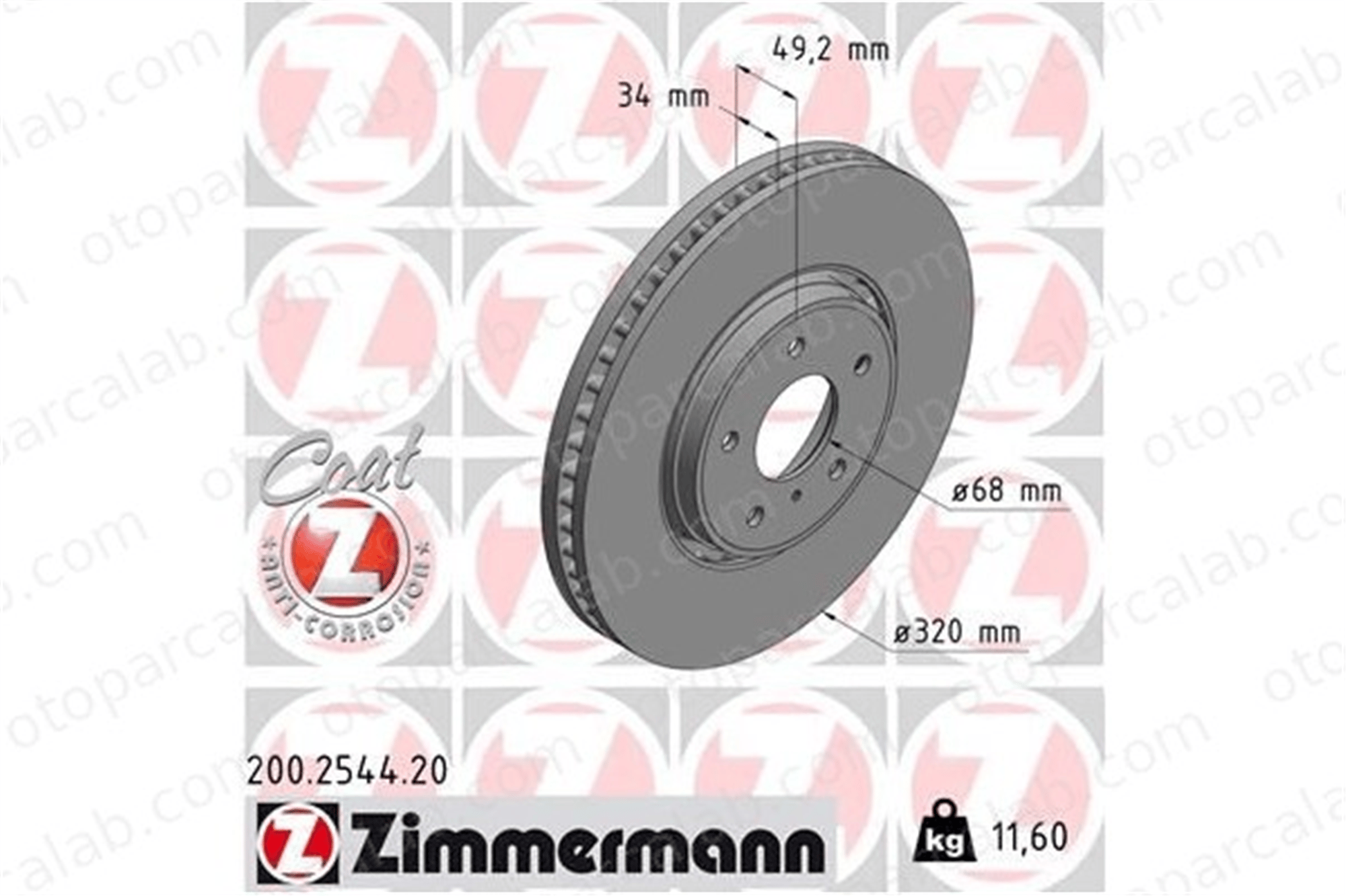 ZIMMERMANN 200.2544.20 Fren Disk Ayna Ön Sağ ve Sol INFINITI G Sedan M 40206CL70A40206CL70B 40206CL70A