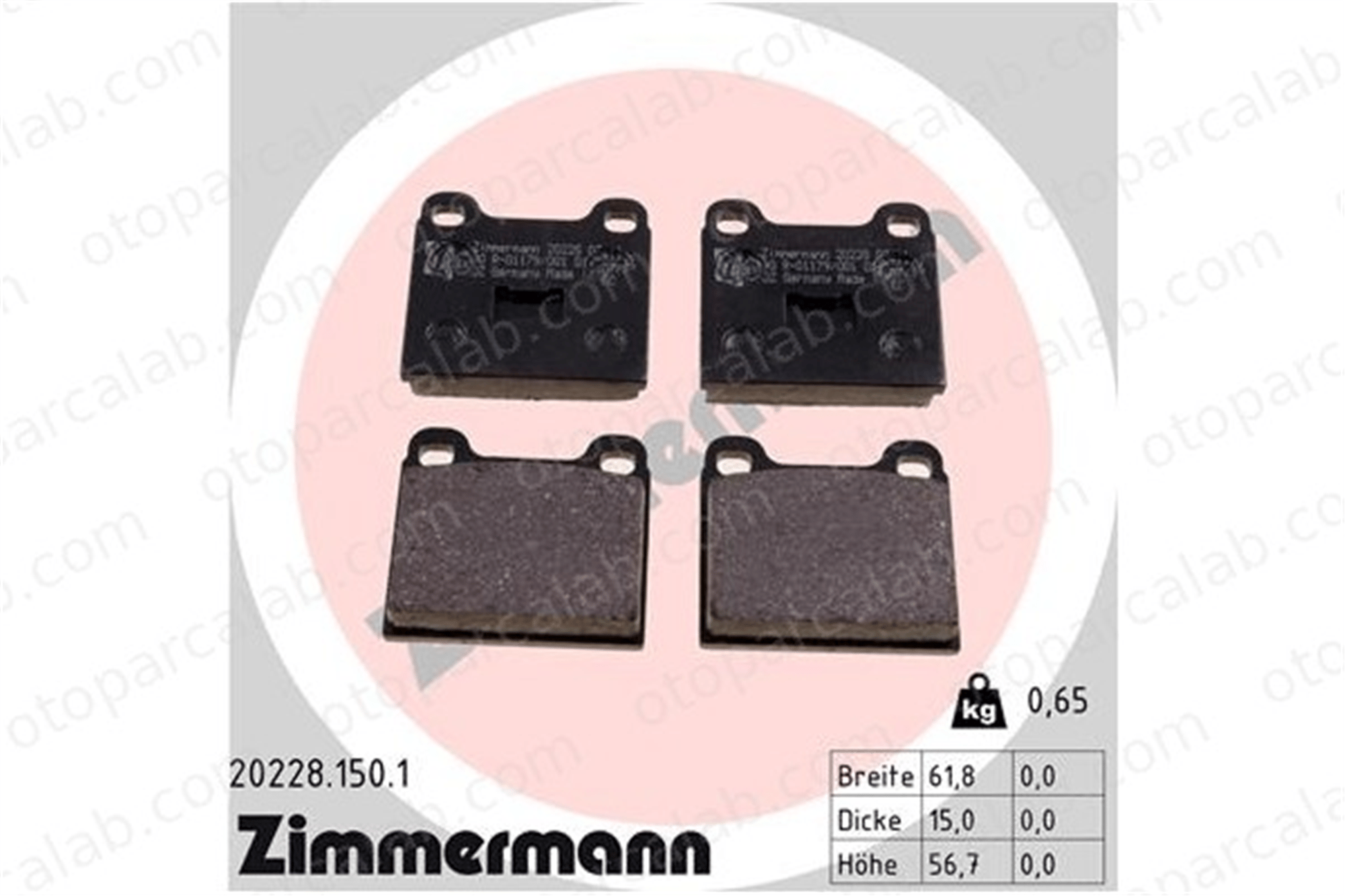 ZIMMERMANN 20228.150.1 Fren Disk Balata Ön VW DERBY GOLF I 891698151 811698151