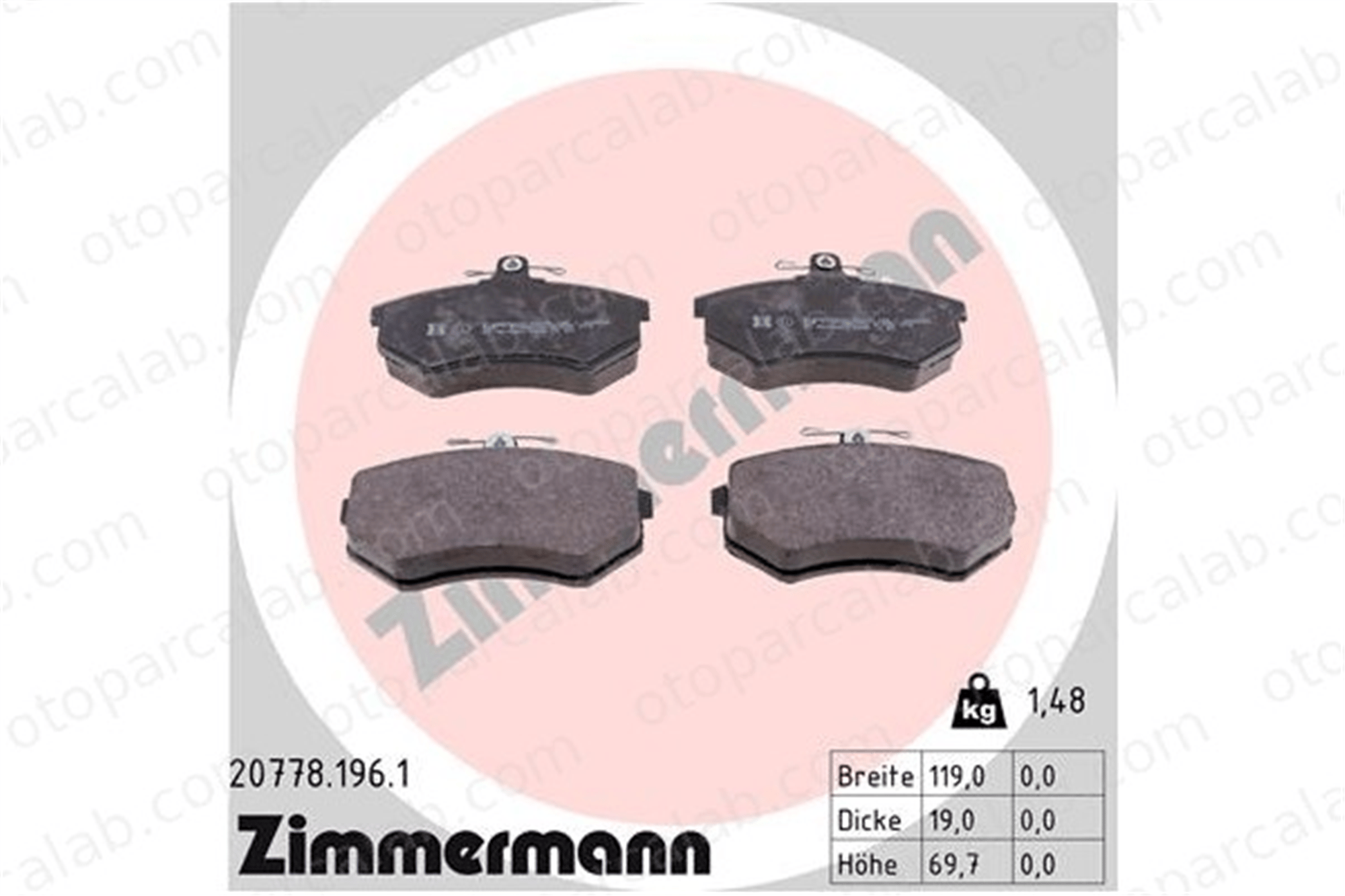 ZIMMERMANN 20778.196.1 Fren Disk Balata Ön AUDI 80 B3 Sedan 80 B4 Sedan 357698151 431698151D