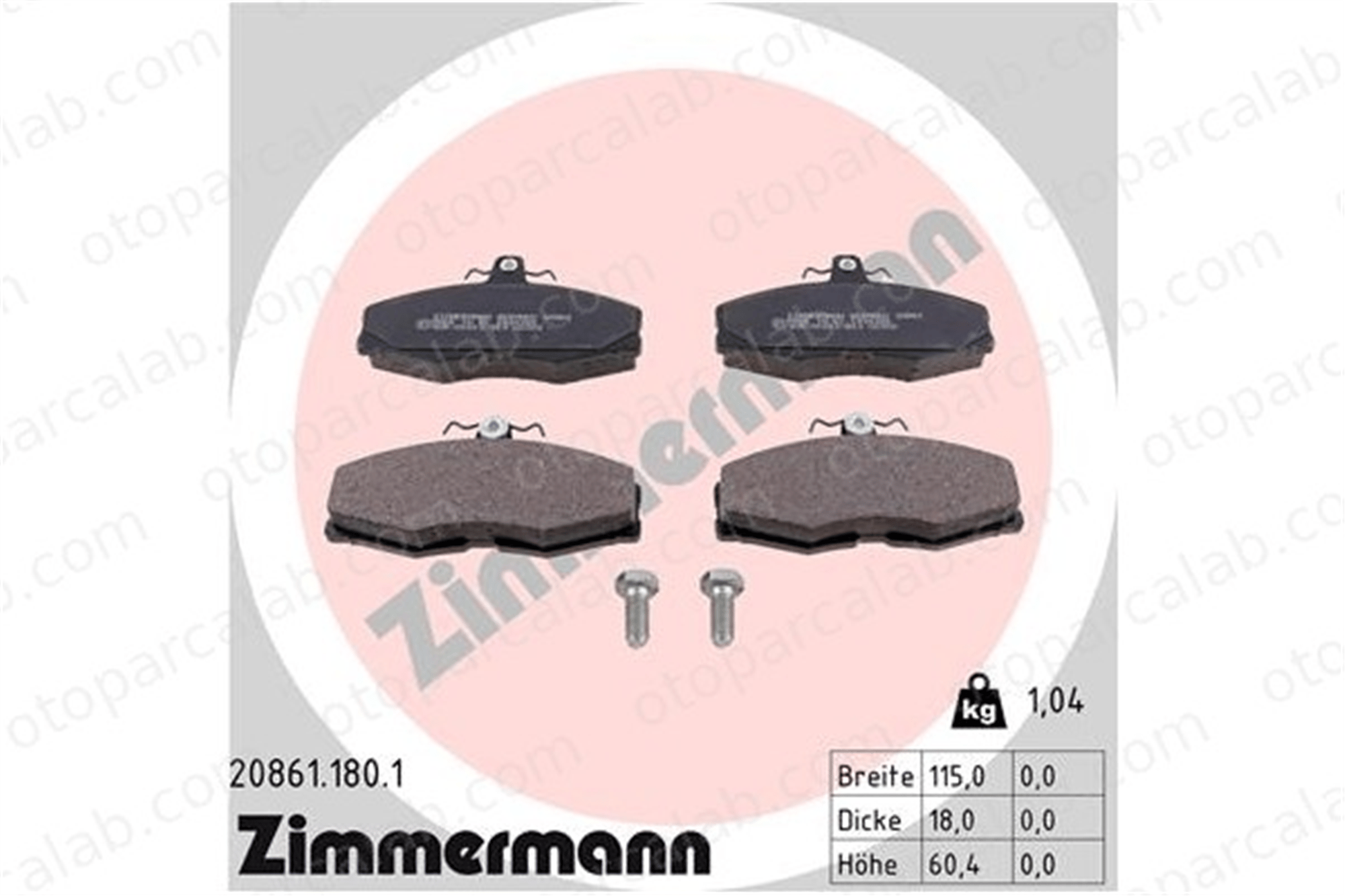 ZIMMERMANN 20861.180.1 Fren Disk Balata Ön SKODA FAVORIT FELICIA I 115430280 87BX2K021AA