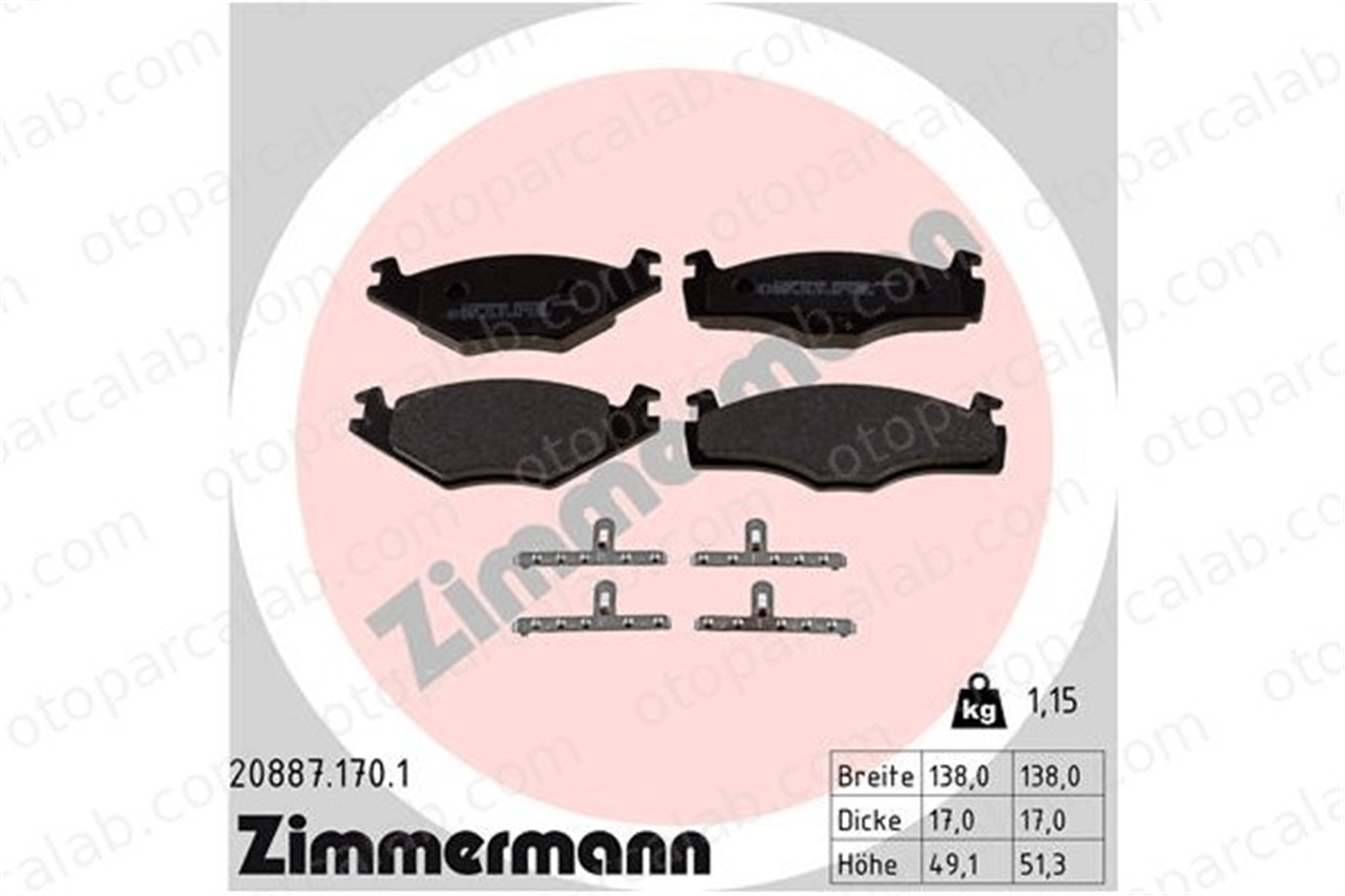 ZIMMERMANN 20887.170.1 Fren Disk Balata Ön VW POLO III SEAT IBIZA II 867698151 867615109A
