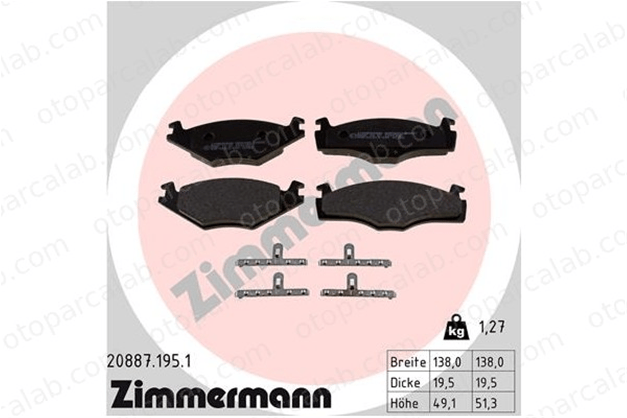 ZIMMERMANN 20887.195.1 Fren Disk Balata Ön VW JETTA II GOLF II 1H0698151 191698151J