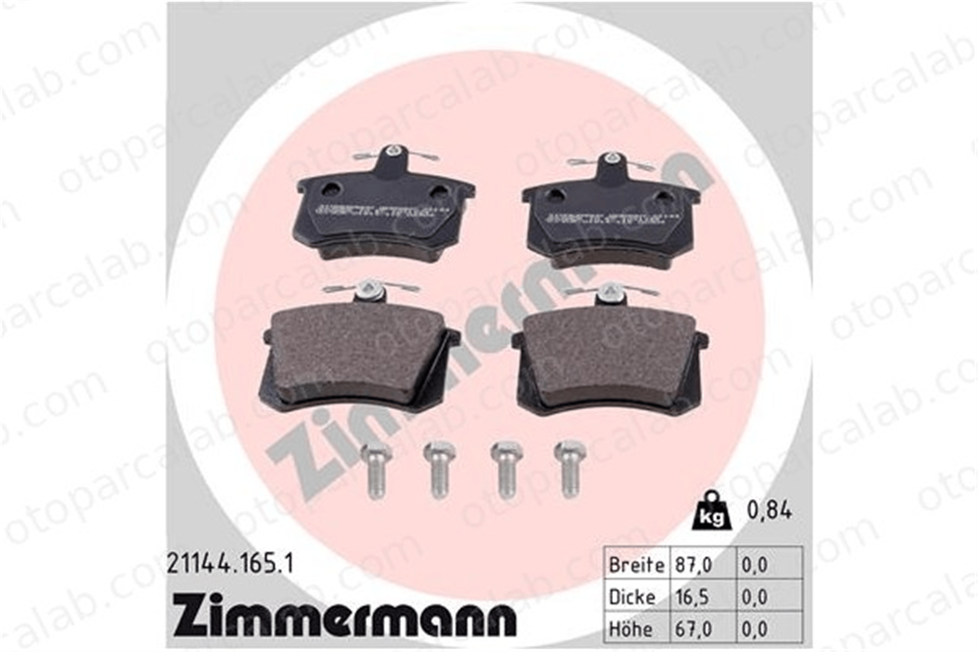 ZIMMERMANN 21144.165.1 Fren Disk Balata Arka AUDI 100 C3 Sedan 100 C3 Avant 443698451B 4A0698451