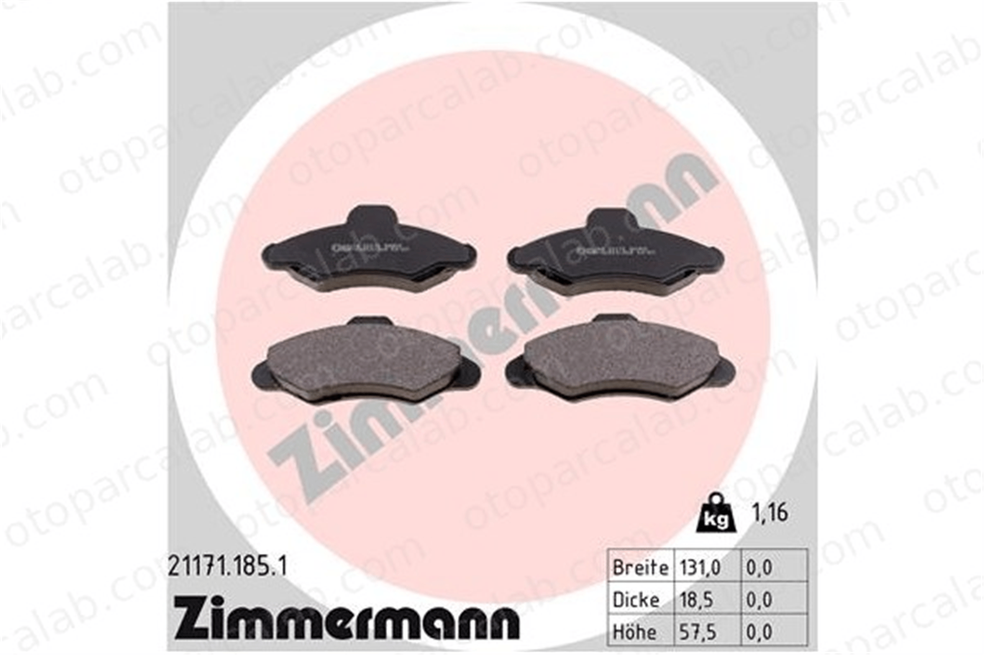 ZIMMERMANN 21171.185.1 Fren Disk Balata Ön FORD ESCORT V ESCORT V Turnier 91AB2K021HB 6500952