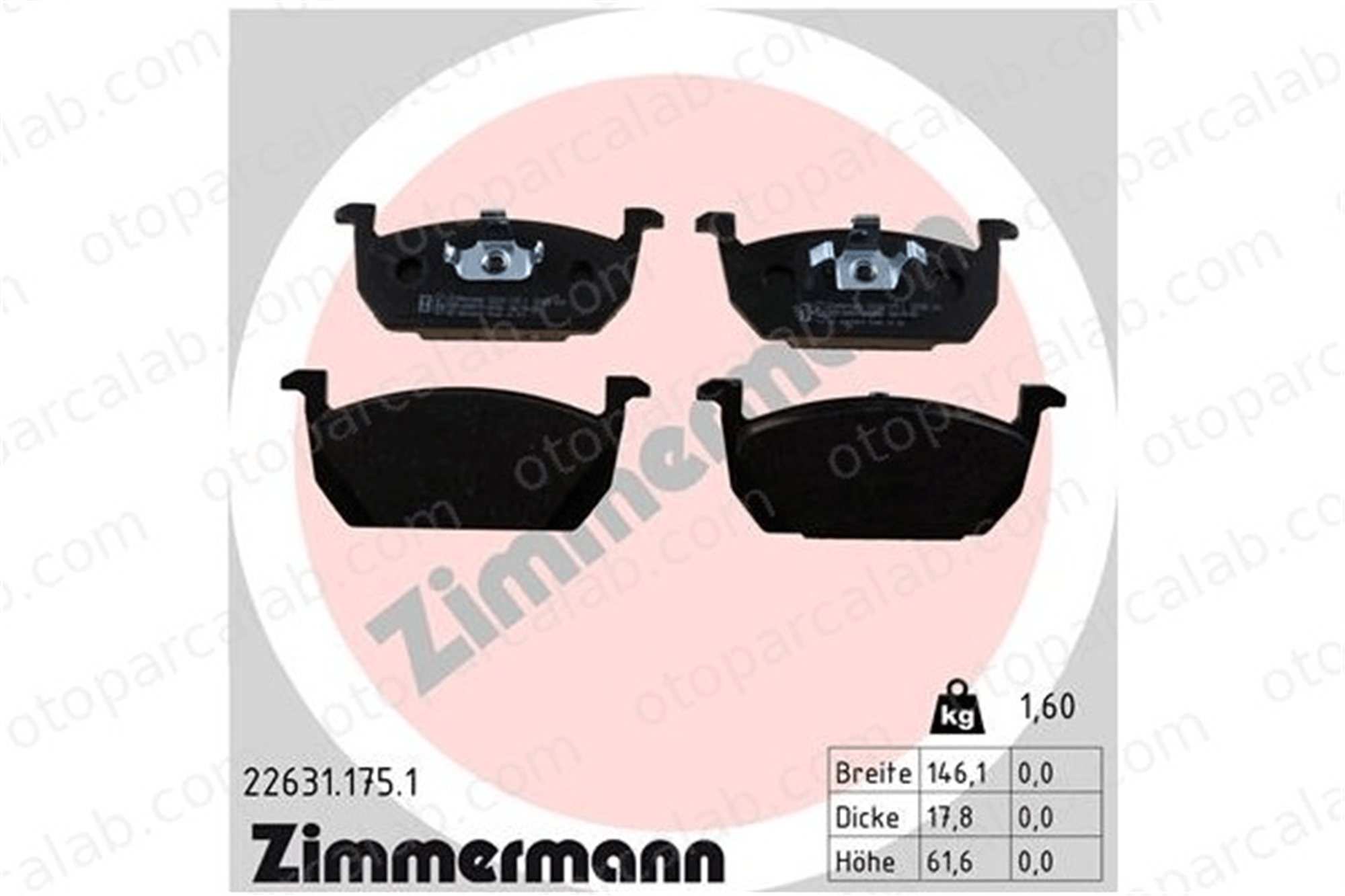 ZIMMERMANN 22631.175.1 Fren Disk Balata Ön SEAT LEON ST LEON 5Q0698151E 2Q0698151B