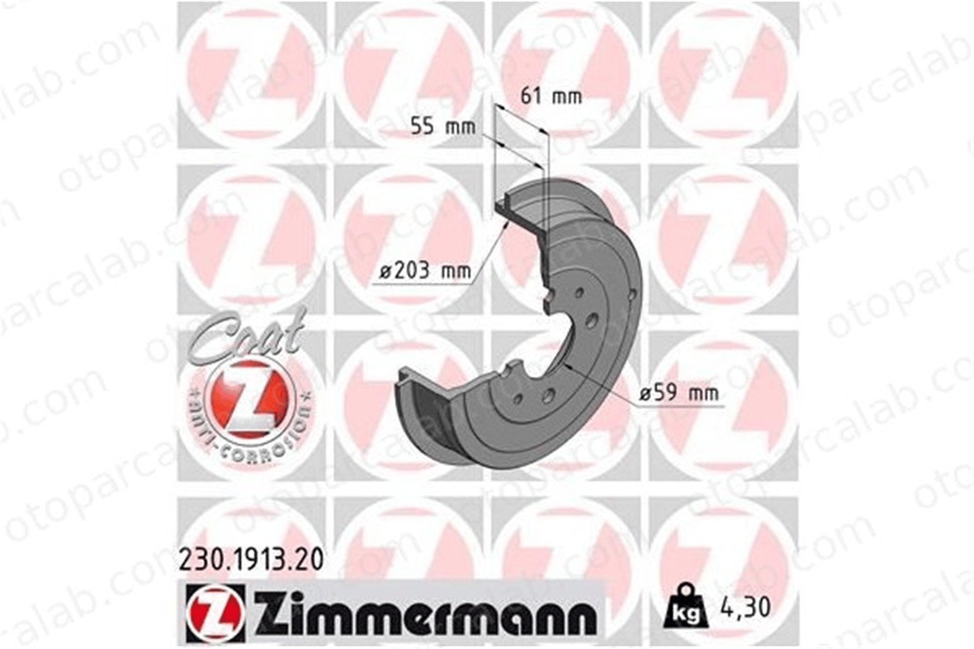 ZIMMERMANN 230.1913.20 Kampana Arka Sağ veya Sol FIAT BRAVO I BRAVA 51822458 51916180