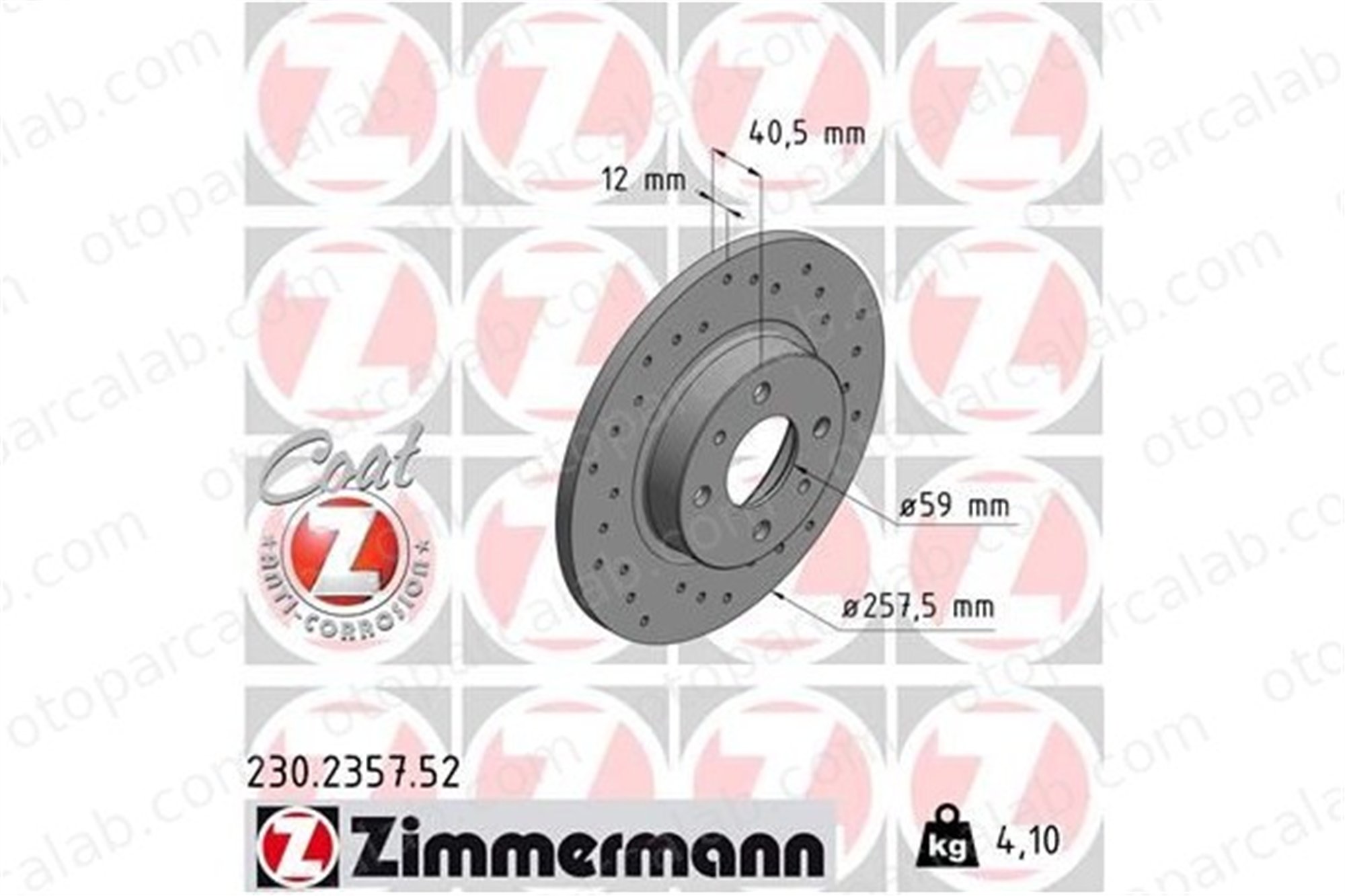 ZIMMERMANN 230.2357.52 Fren Disk Ayna Ön Sağ ve Sol FIAT TIPO TEMPRA 46820655 71738373