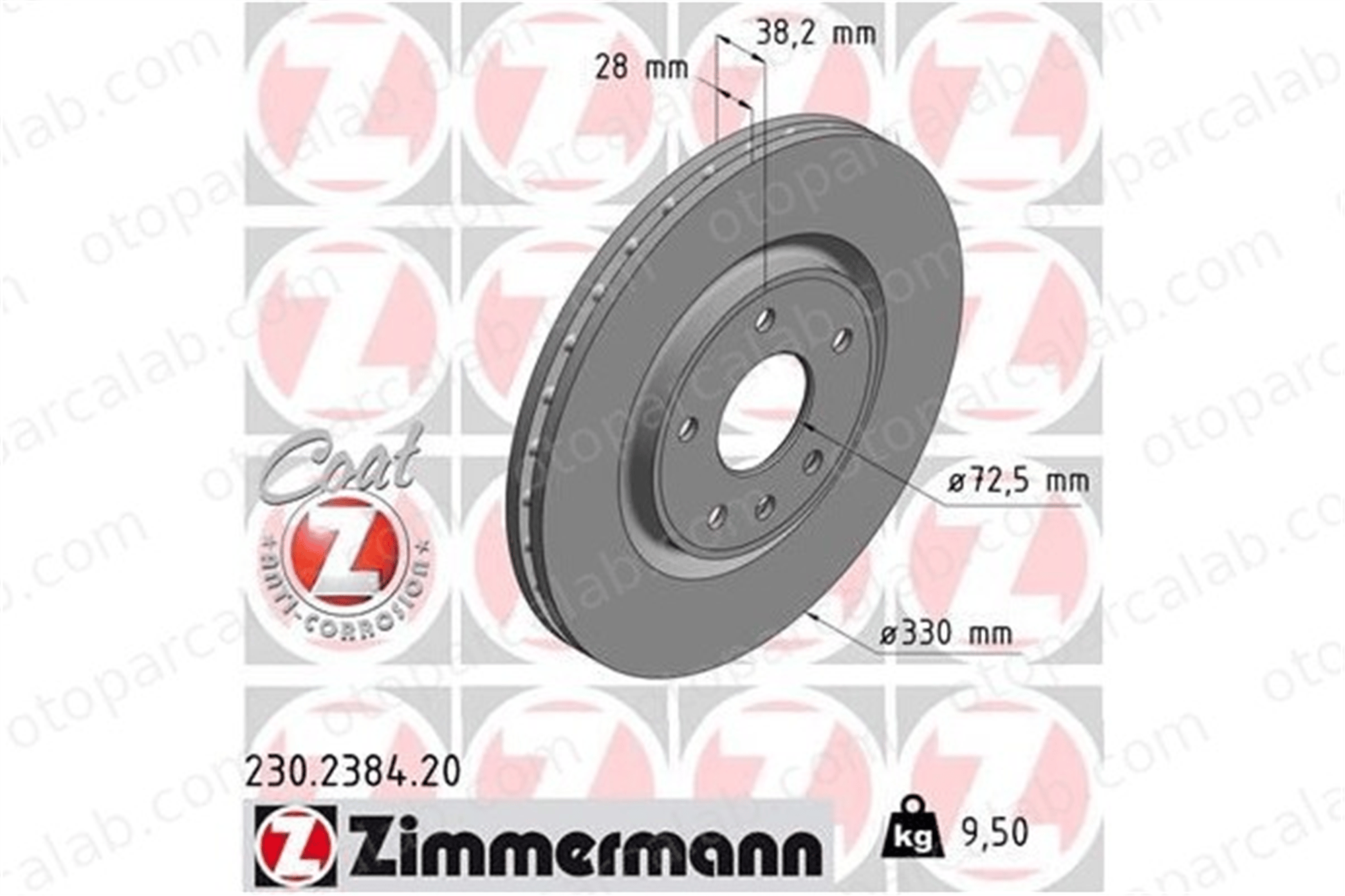 ZIMMERMANN 230.2384.20 Fren Disk Ayna Ön Sağ ve Sol FIAT FREEMONT LANCIA VOYAGER MPV 4779712AA 4779712AB