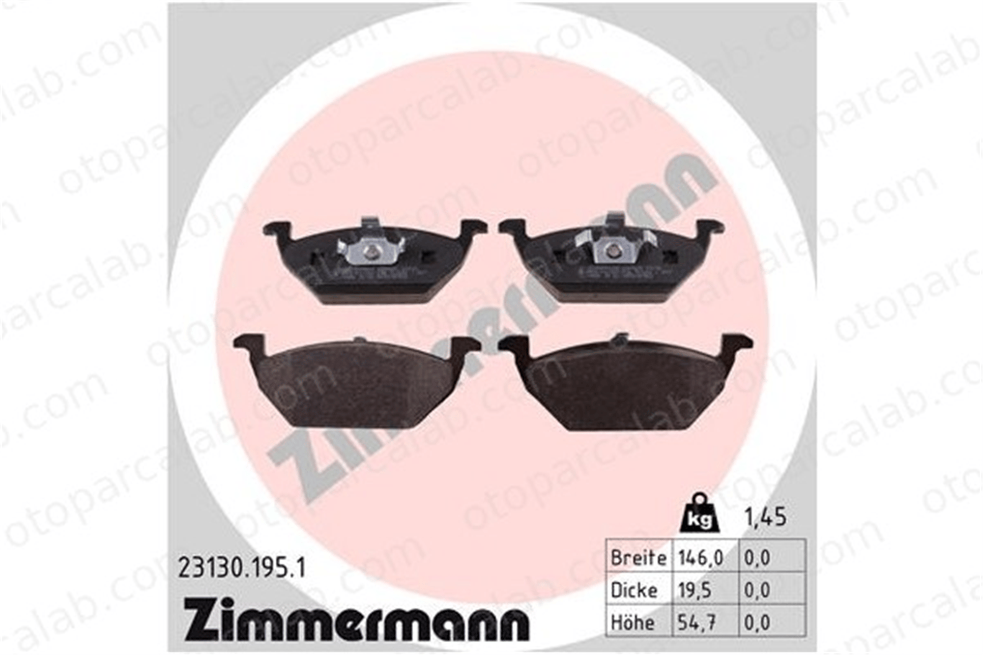 ZIMMERMANN 23130.195.1 Fren Disk Balata Ön VW BORA I GOLF IV 176698151 1JE698151B