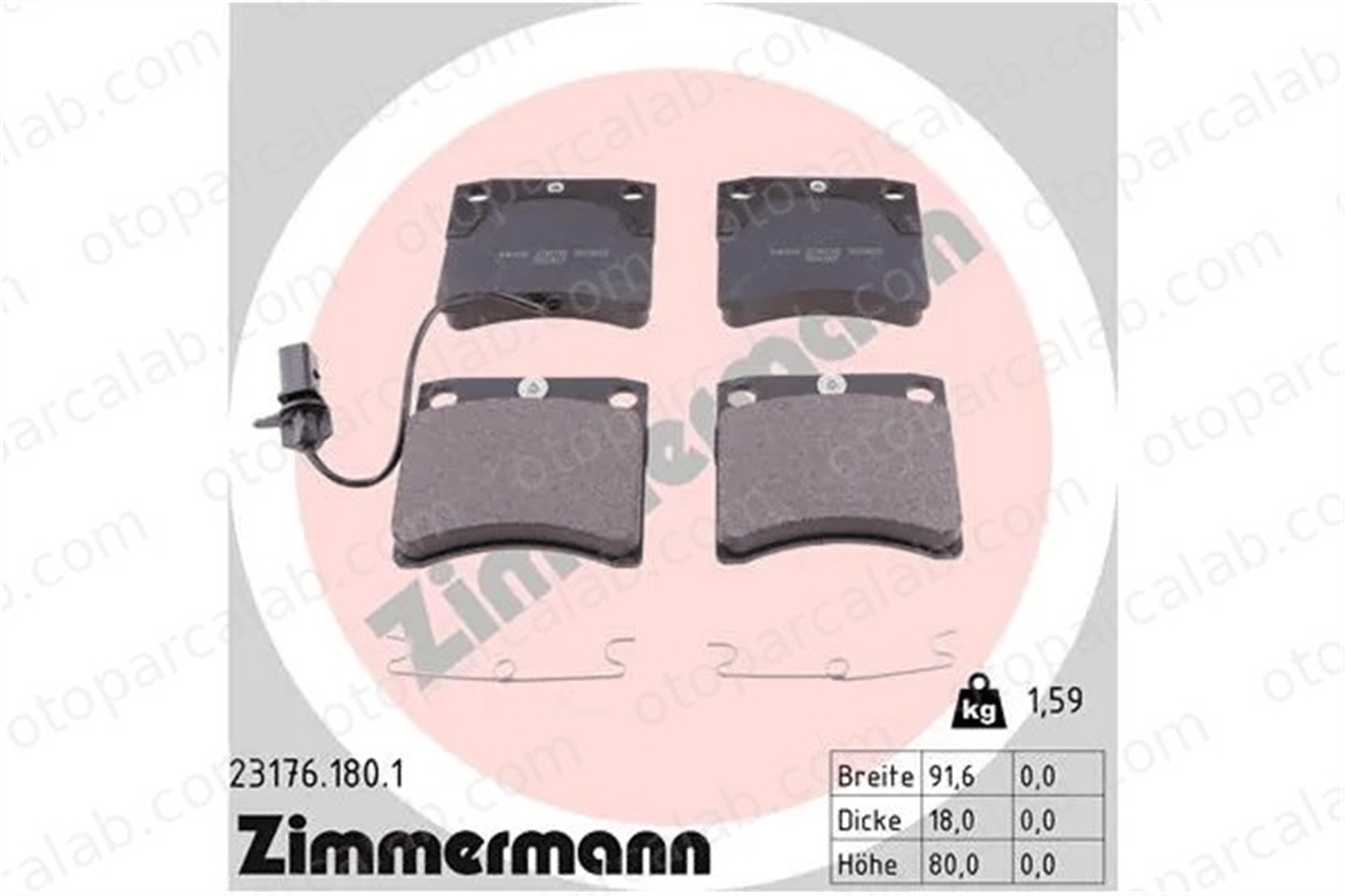 ZIMMERMANN 23176.180.1 Fren Disk Balata Ön VW TRANSPORTER T4 Panelvan/Van TRANSPORTER T4 Minibüs/Otobüs 7D0698151H 7D0698151C