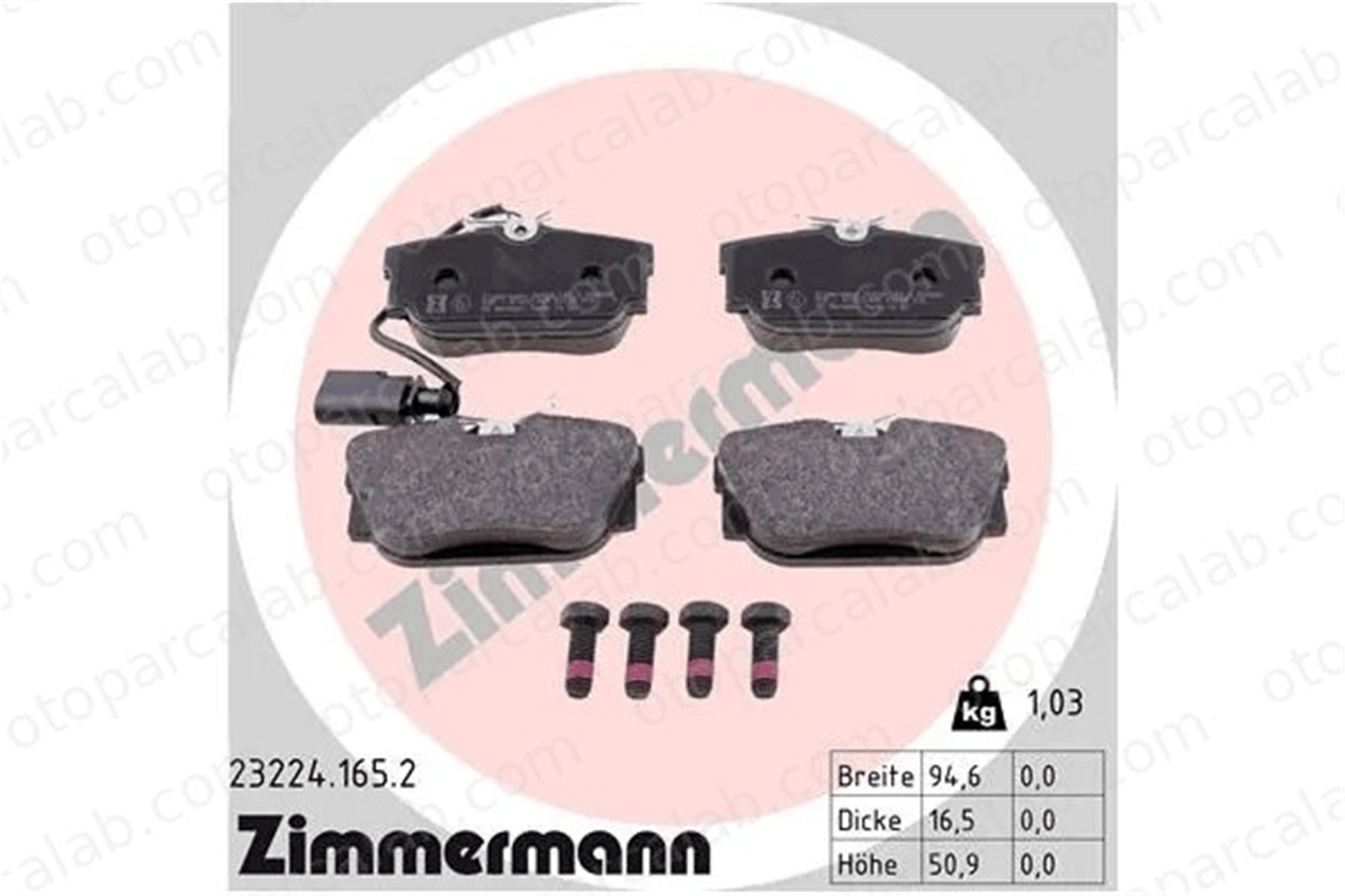 ZIMMERMANN 23224.165.2 Fren Disk Balata Arka VW TRANSPORTER T4 Minibüs/Otobüs TRANSPORTER T4 Panelvan/Van 7D0698451G 7D0698451J