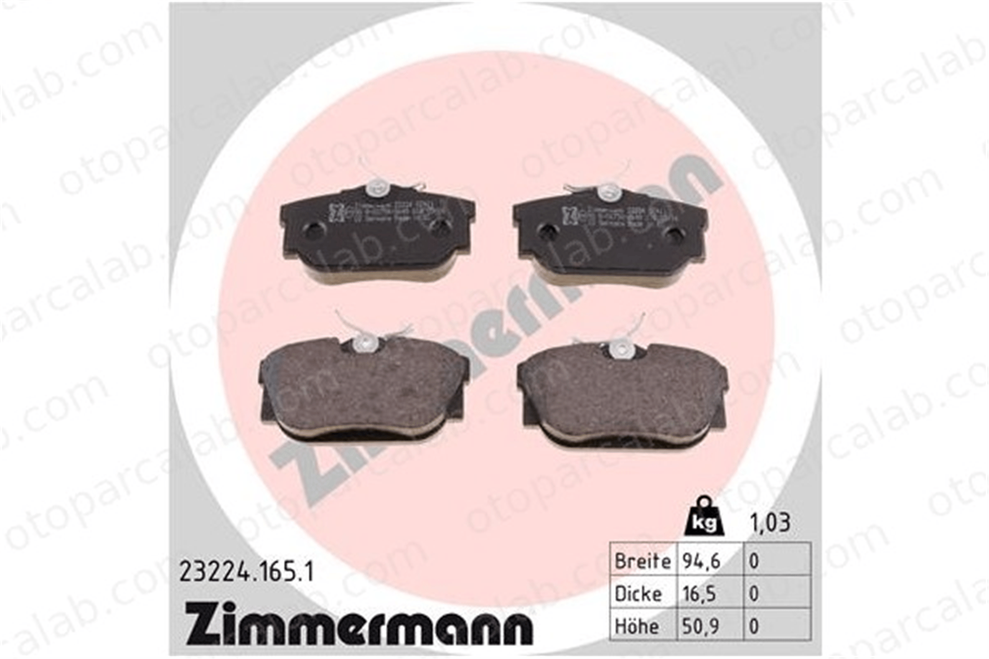 ZIMMERMANN 23224.165.1 Fren Disk Balata Arka VW TRANSPORTER T4 Minibüs/Otobüs TRANSPORTER T4 Panelvan/Van 7D0698451D 7D0698451E