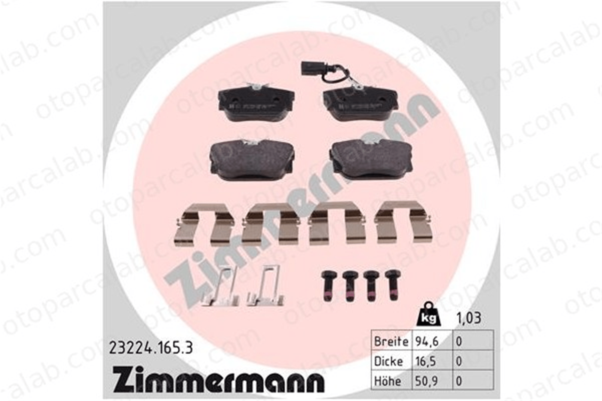 ZIMMERMANN 23224.165.3 Fren Disk Balata Arka VW TRANSPORTER T4 Minibüs/Otobüs TRANSPORTER T4 Panelvan/Van 7D0698451G 7D0698451J