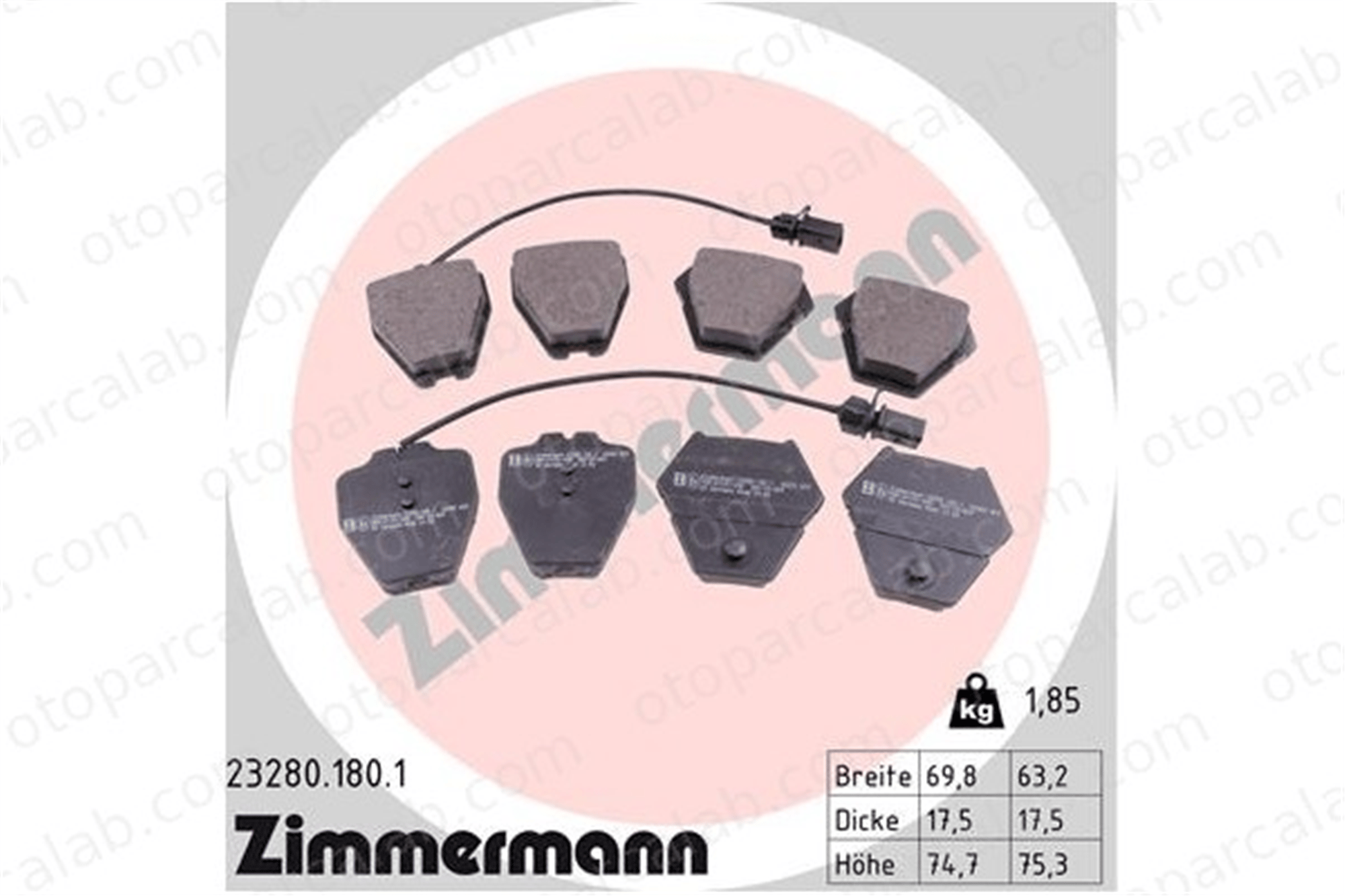 ZIMMERMANN 23280.180.1 Fren Disk Balata Ön AUDI A6 C5 Avant A6 C5 4B0698151D 4B0698151L
