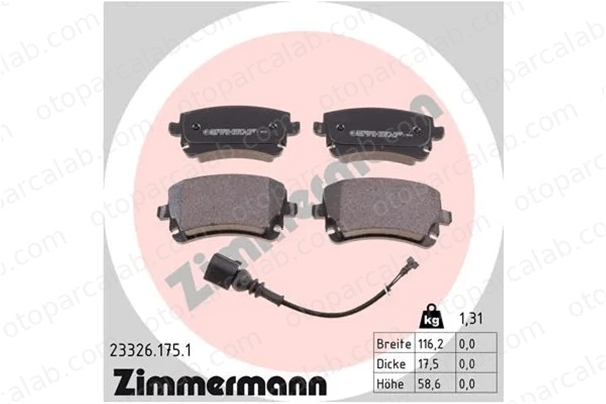 ZIMMERMANN 23326.175.1 Fren Disk Balata Arka VW TRANSPORTER T5 Minibüs/Otobüs TRANSPORTER T5 Panelvan/Van 7H0698451 7H0698451B