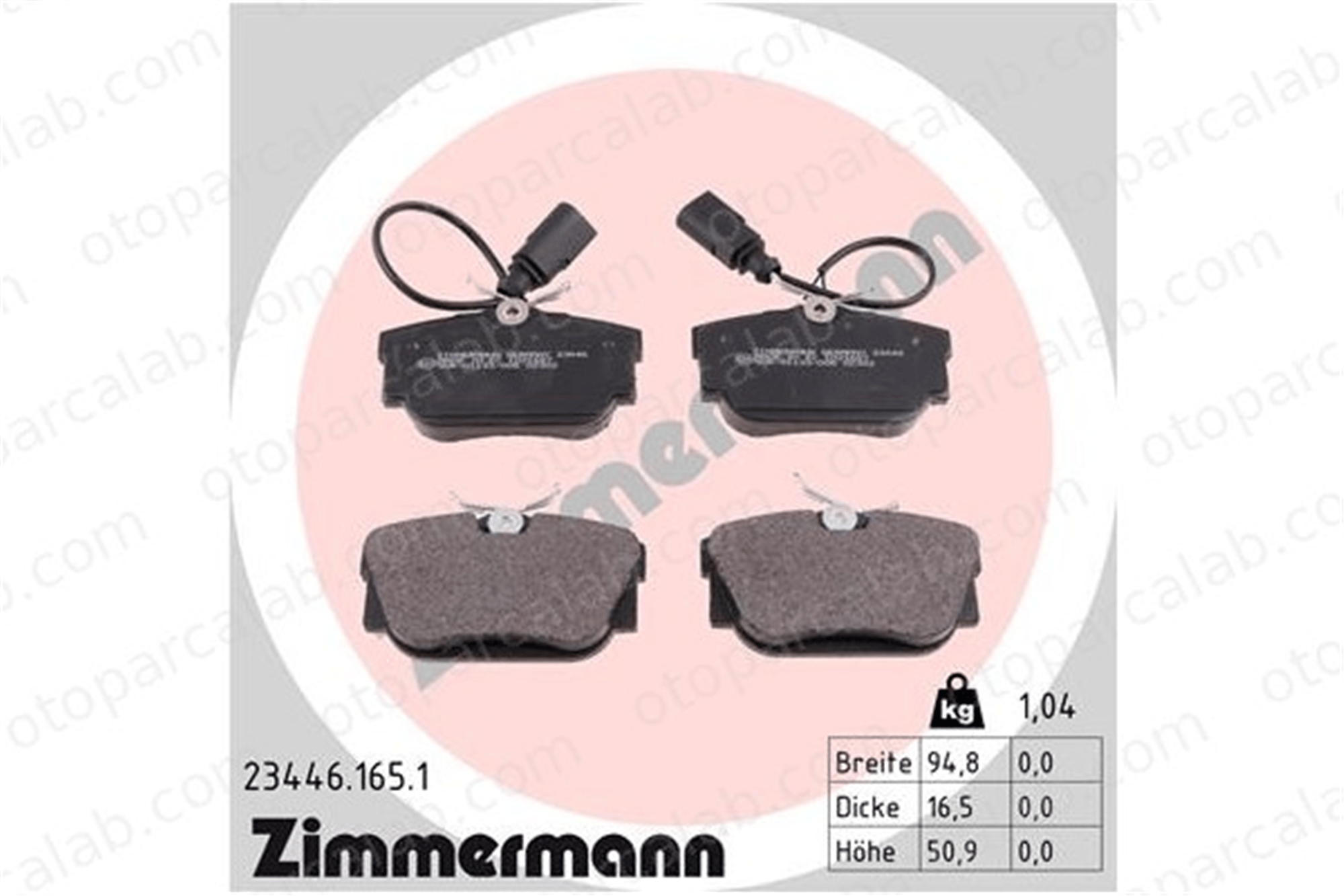 ZIMMERMANN 23446.165.1 Fren Disk Balata Arka VW TRANSPORTER T4 Panelvan/Van TRANSPORTER T4 Minibüs/Otobüs 7M3698451A 1109015