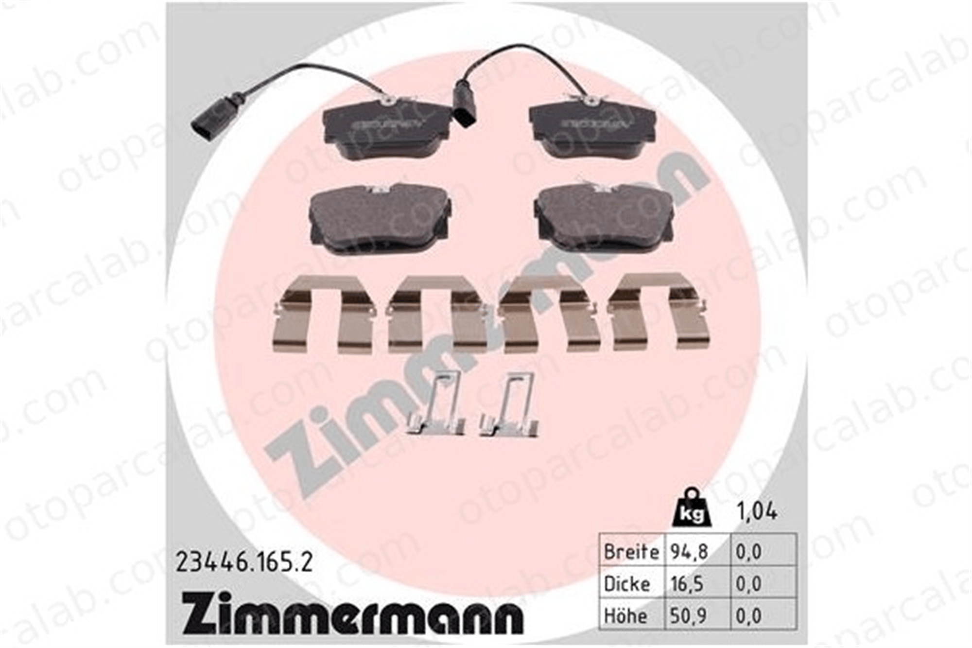 ZIMMERMANN 23446.165.2 Fren Disk Balata Arka VW TRANSPORTER T4 Panelvan/Van TRANSPORTER T4 Minibüs/Otobüs 7M3698451A 1109015