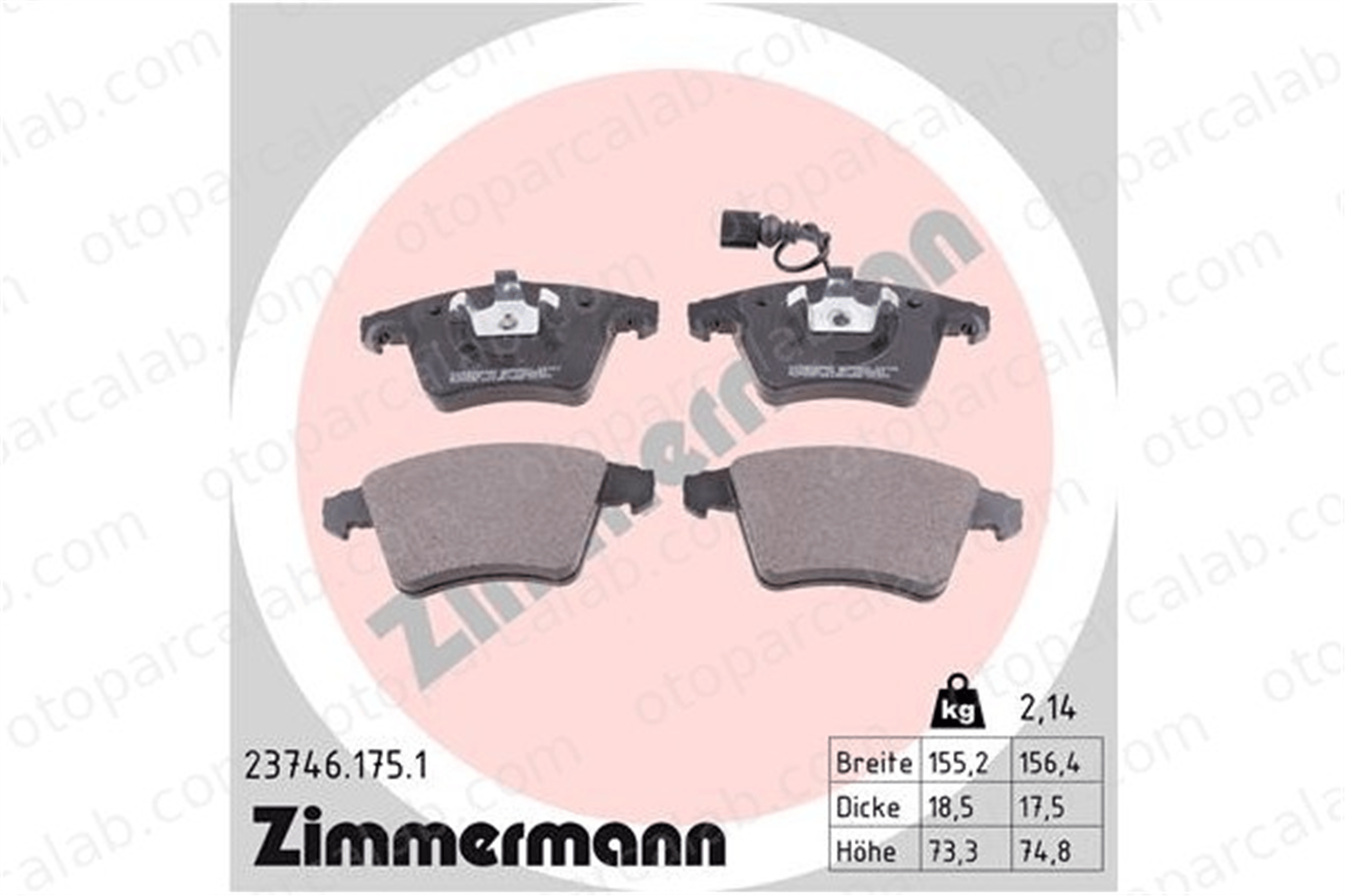 ZIMMERMANN 23746.175.1 Fren Disk Balata Ön VW TRANSPORTER T5 Minibüs/Otobüs TRANSPORTER T5 Panelvan/Van 7H0698151A 7H0698151C