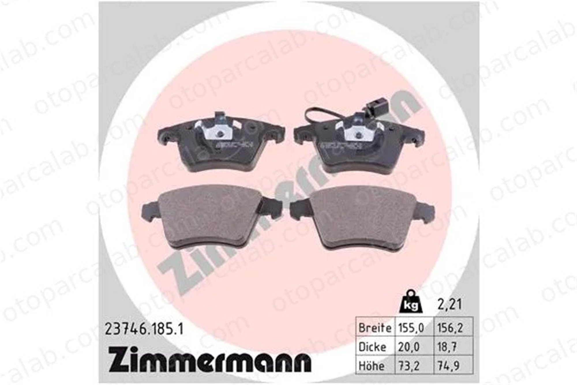 ZIMMERMANN 23746.185.1 Fren Disk Balata Ön VW TRANSPORTER T5 Minibüs/Otobüs TRANSPORTER T5 Panelvan/Van 237461851 7H0698151