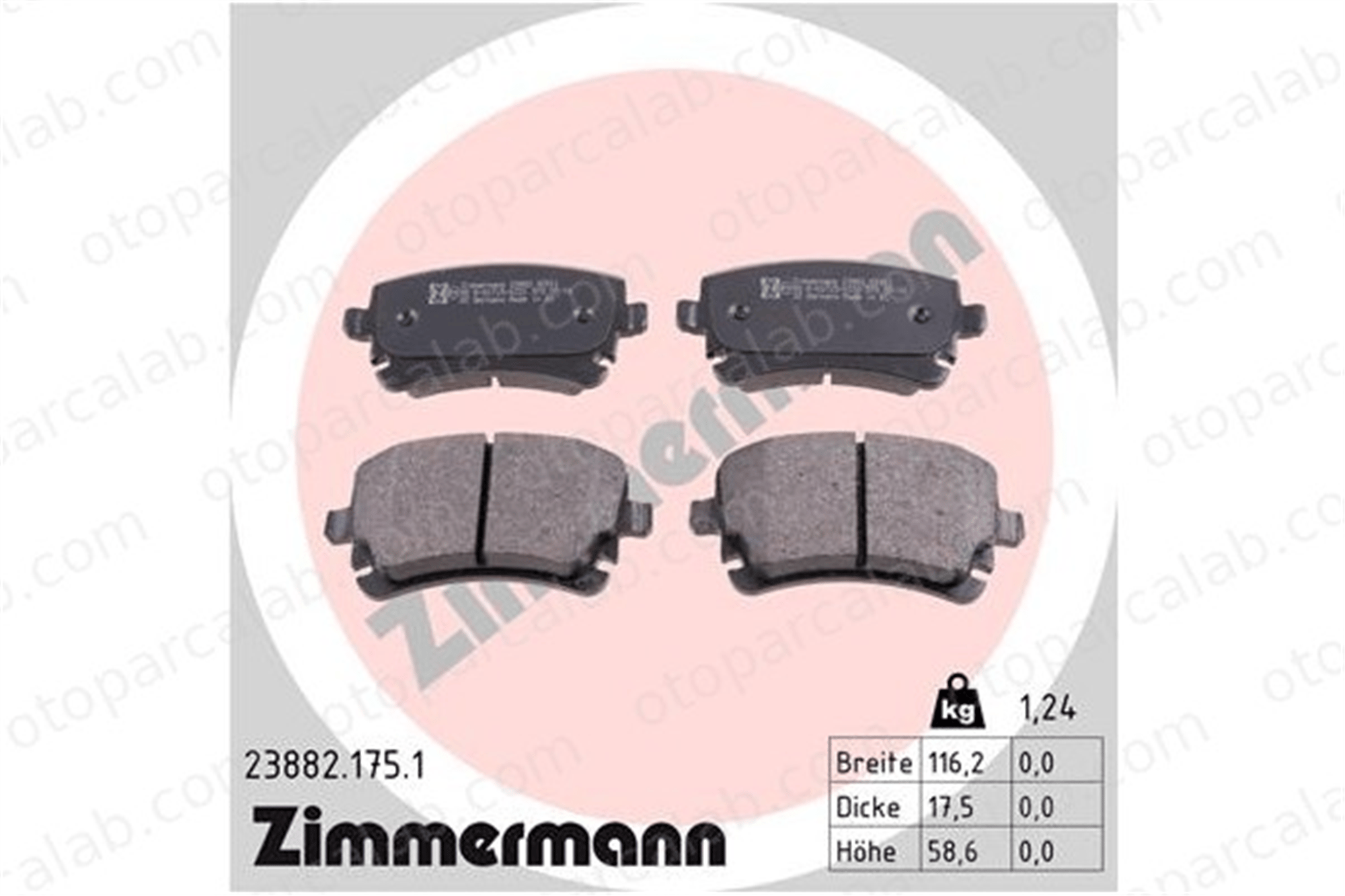 ZIMMERMANN 23882.175.1 Fren Disk Balata Arka AUDI A6 C6 Avant A4 B7 8E0698451C 4B3698451