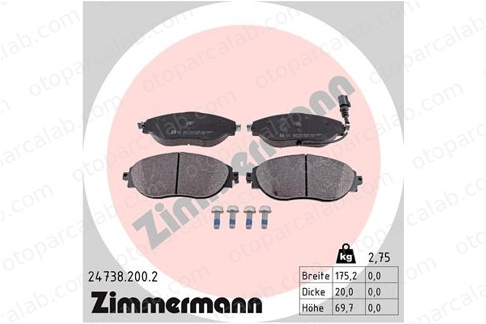 ZIMMERMANN 24738.200.2 Fren Disk Balata Ön SEAT LEON AUDI A3 Sportback 95518217 1605164