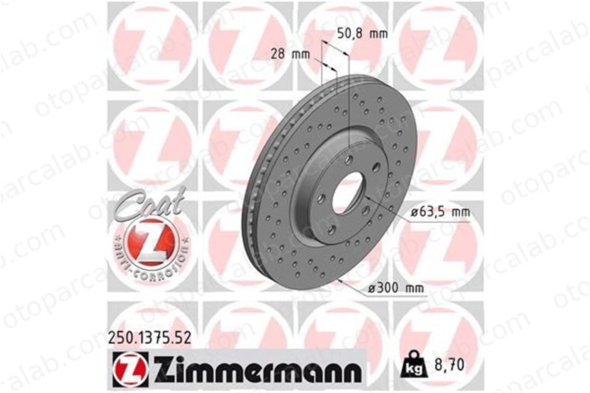 ZIMMERMANN 250.1375.52 Fren Disk Ayna Ön Sağ ve Sol FORD MONDEO V Turnier MONDEO V Hatchback DG9C1125AF DG9C1125AE