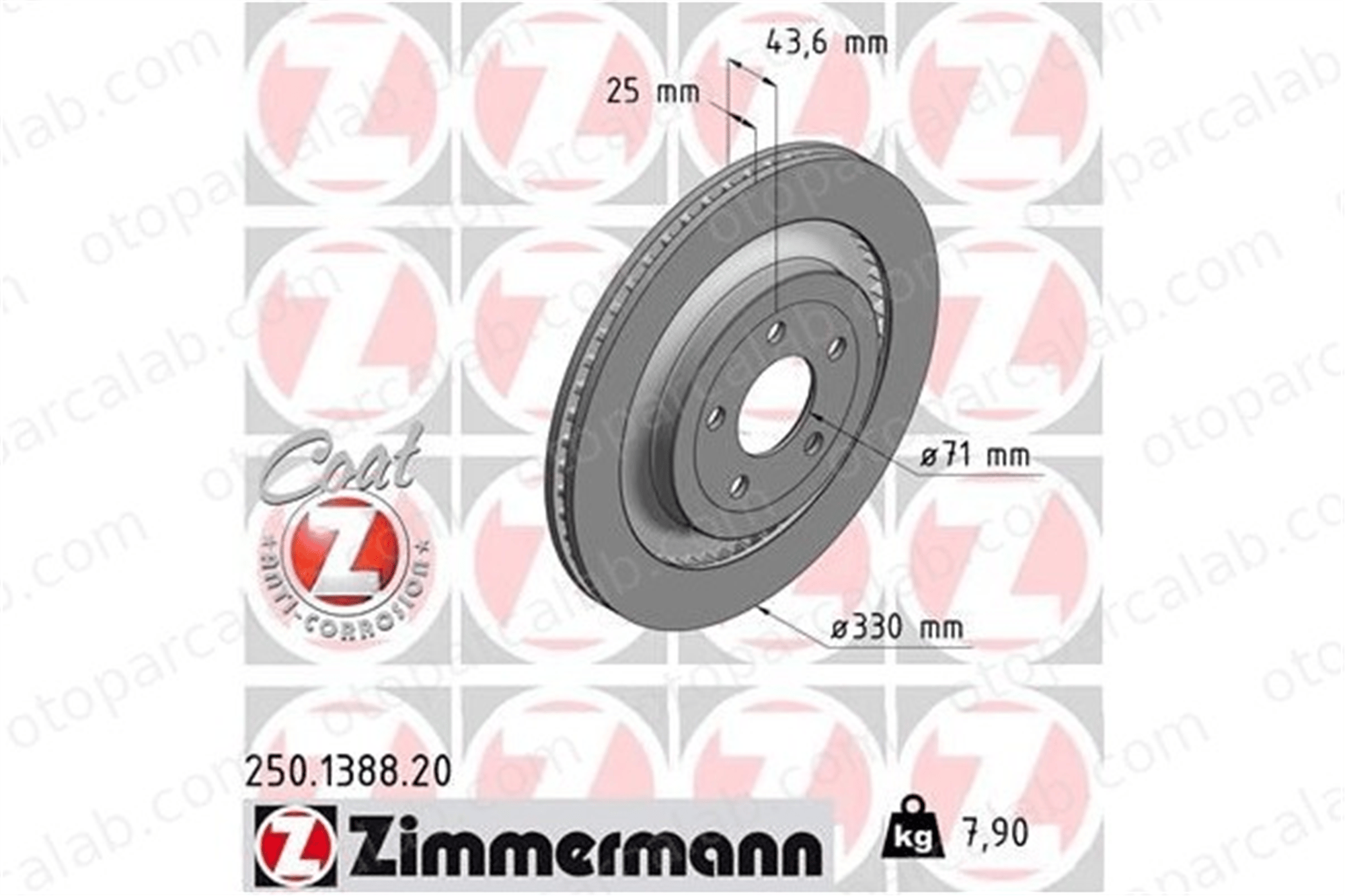 ZIMMERMANN 250.1388.20 Fren Disk Ayna Arka Sağ ve Sol FORD USA MUSTANG Coupe MUSTANG Convertible 1912365 2080717
