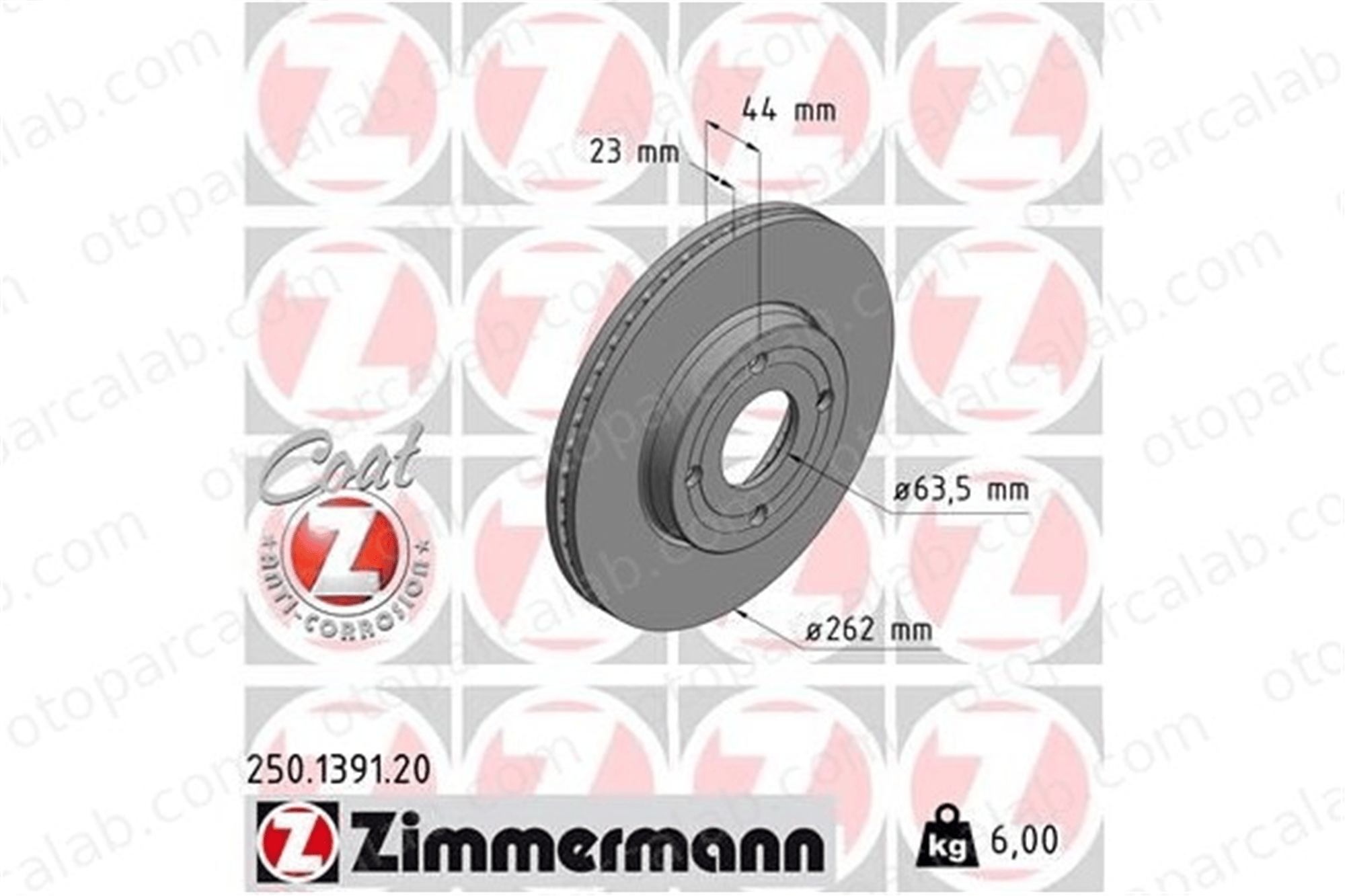 ZIMMERMANN 250.1391.20 Fren Disk Ayna Ön Sağ ve Sol FORD FIESTA VII FIESTA VII Van 2095058 H1BC1125A1A