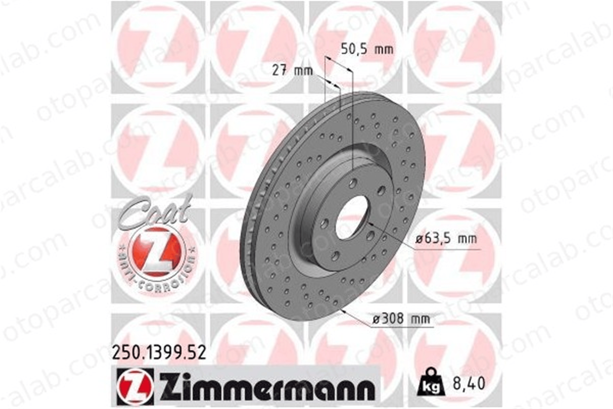 ZIMMERMANN 250.1399.52 Fren Disk Ayna Ön Sağ ve Sol FORD FOCUS IV FOCUS IV Turnier JX611125AEB 2305503