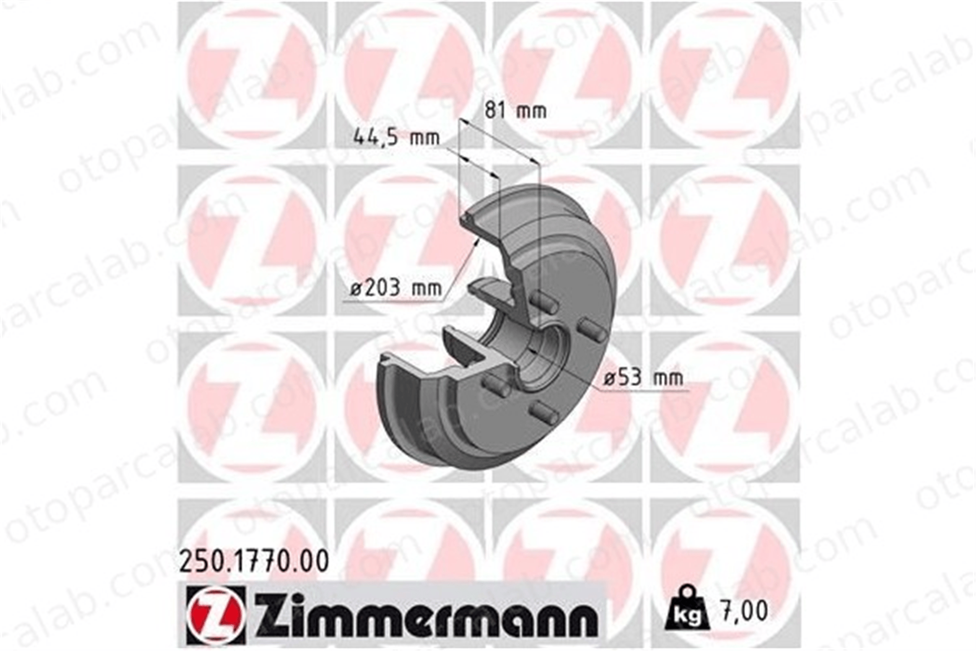 ZIMMERMANN 250.1770.00 Kampana Arka Sağ veya Sol FORD FIESTA V FUSION 7S611113AA 1507055