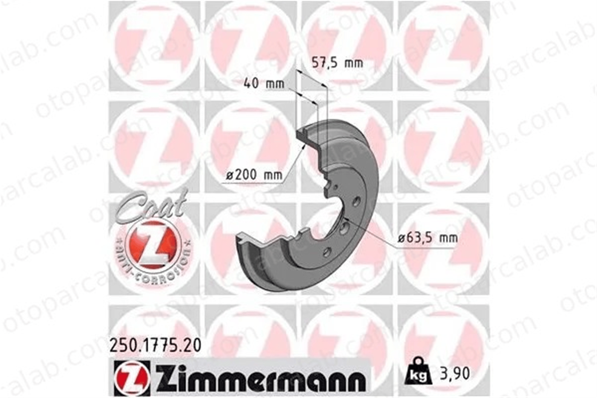 ZIMMERMANN 250.1775.20 Kampana Arka Sağ veya Sol FORD FIESTA VI FIESTA VI Van 1523797 1535923