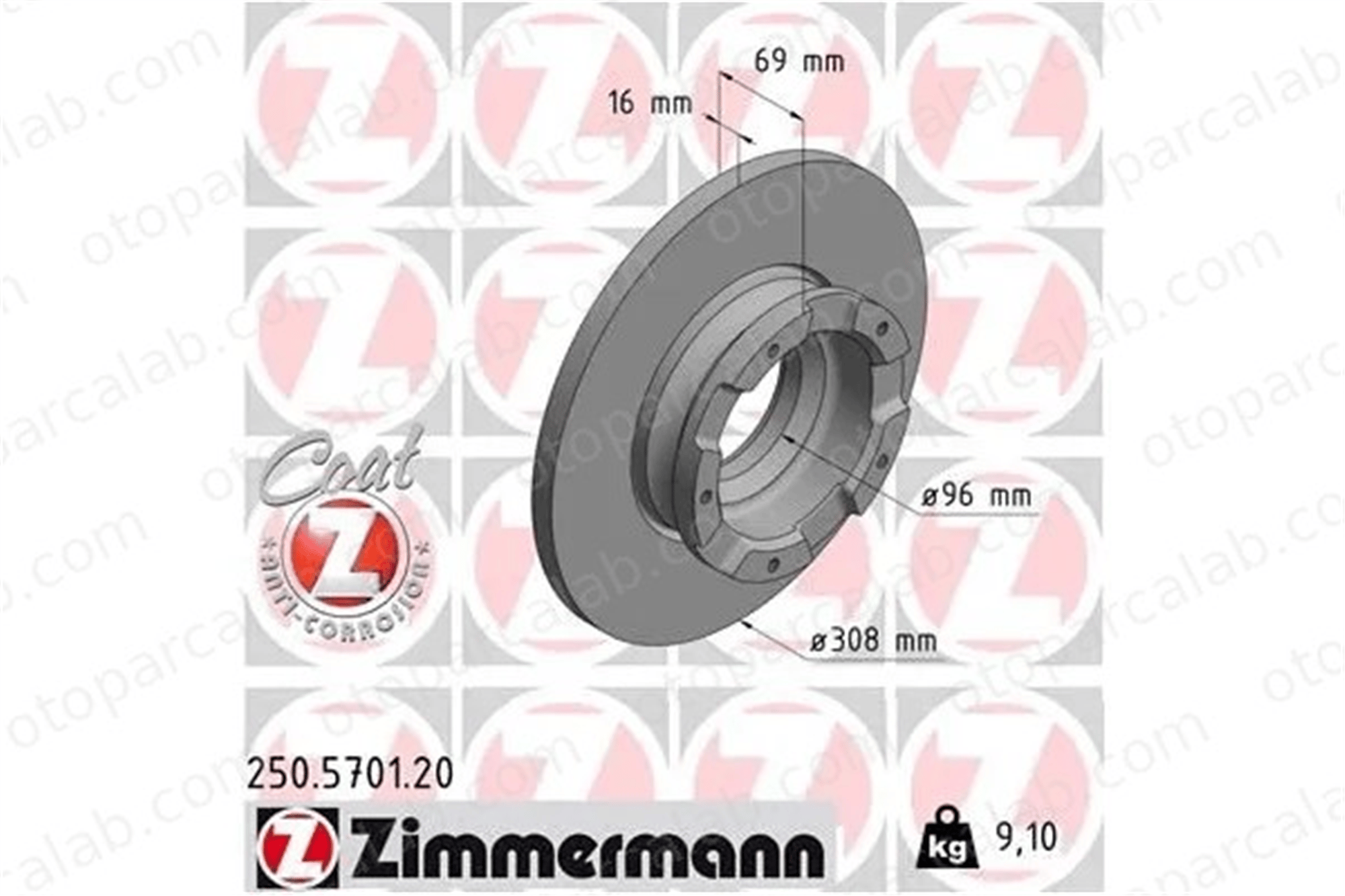 ZIMMERMANN 250.5701.20 Fren Disk Ayna Arka Sağ ve Sol FORD TRANSIT V363 Panelvan/Van TRANSIT V363 Minibüs/Otobüs BK212A097EA 2012584