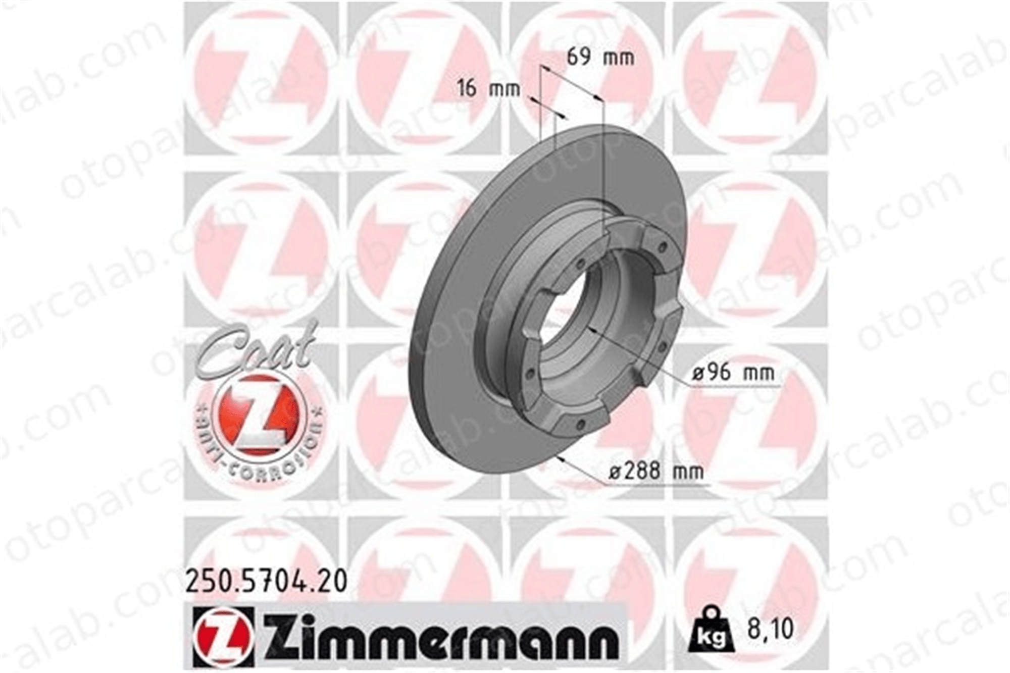 ZIMMERMANN 250.5704.20 Fren Disk Ayna Arka Sağ ve Sol FORD TOURNEO CUSTOM V362 Minibüs/Otobüs TRANSIT V363 Panelvan/Van 4047025362719 2013002