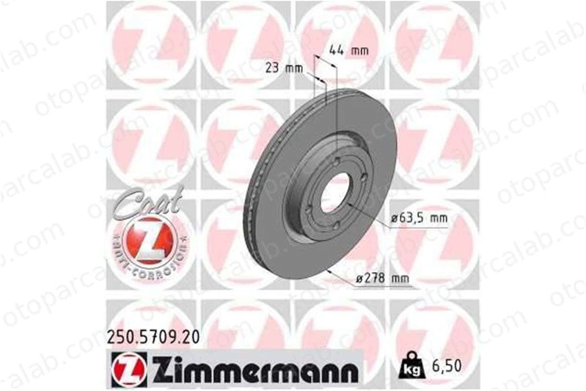 ZIMMERMANN 250.5709.20 Fren Disk Ayna Ön Sağ ve Sol FORD FIESTA VII 2272661 K1BC1125AB
