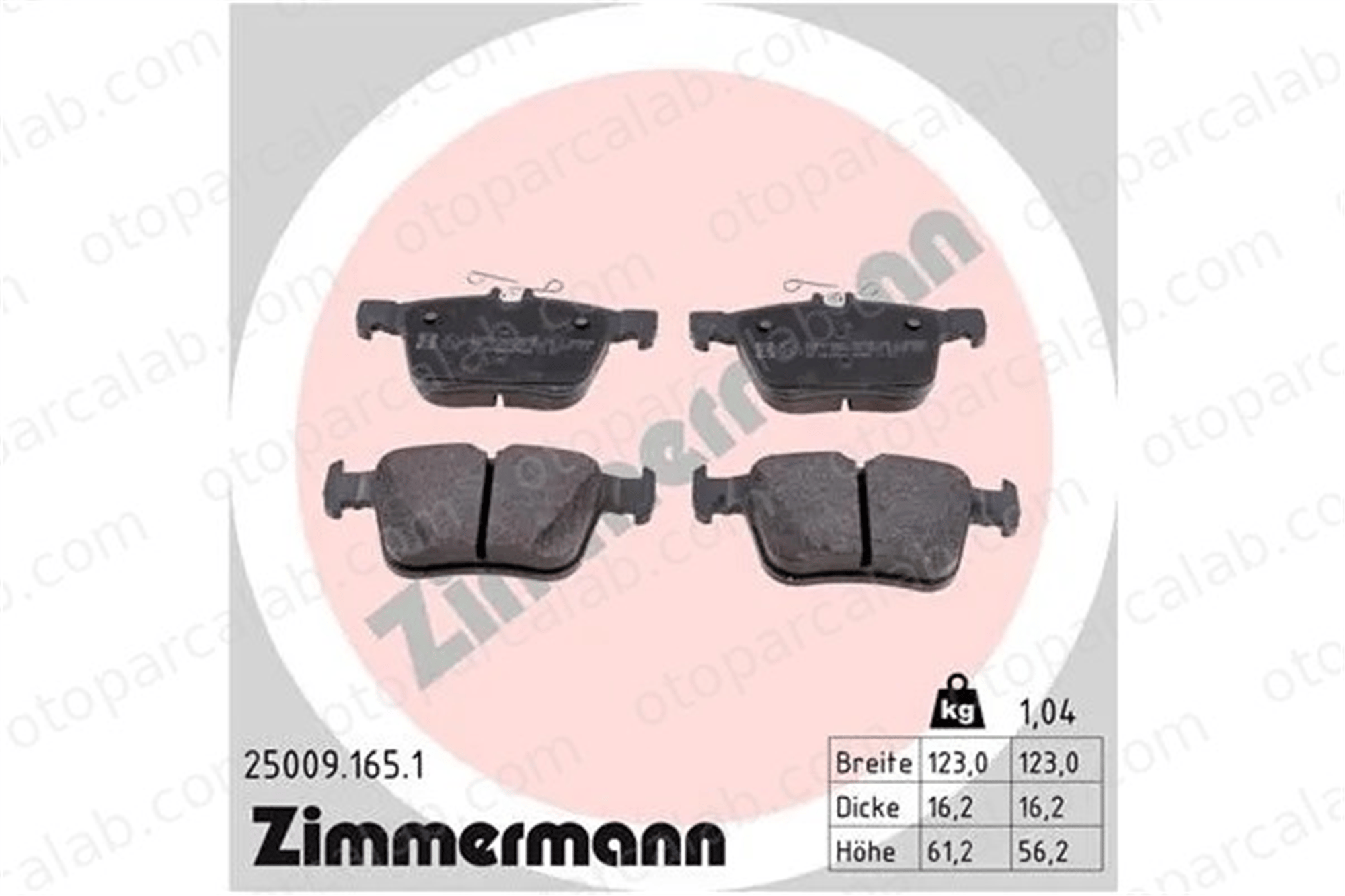 ZIMMERMANN 25009.165.1 Fren Disk Balata Arka AUDI A3 Limousine A3 8V0698451 5Q0698451C