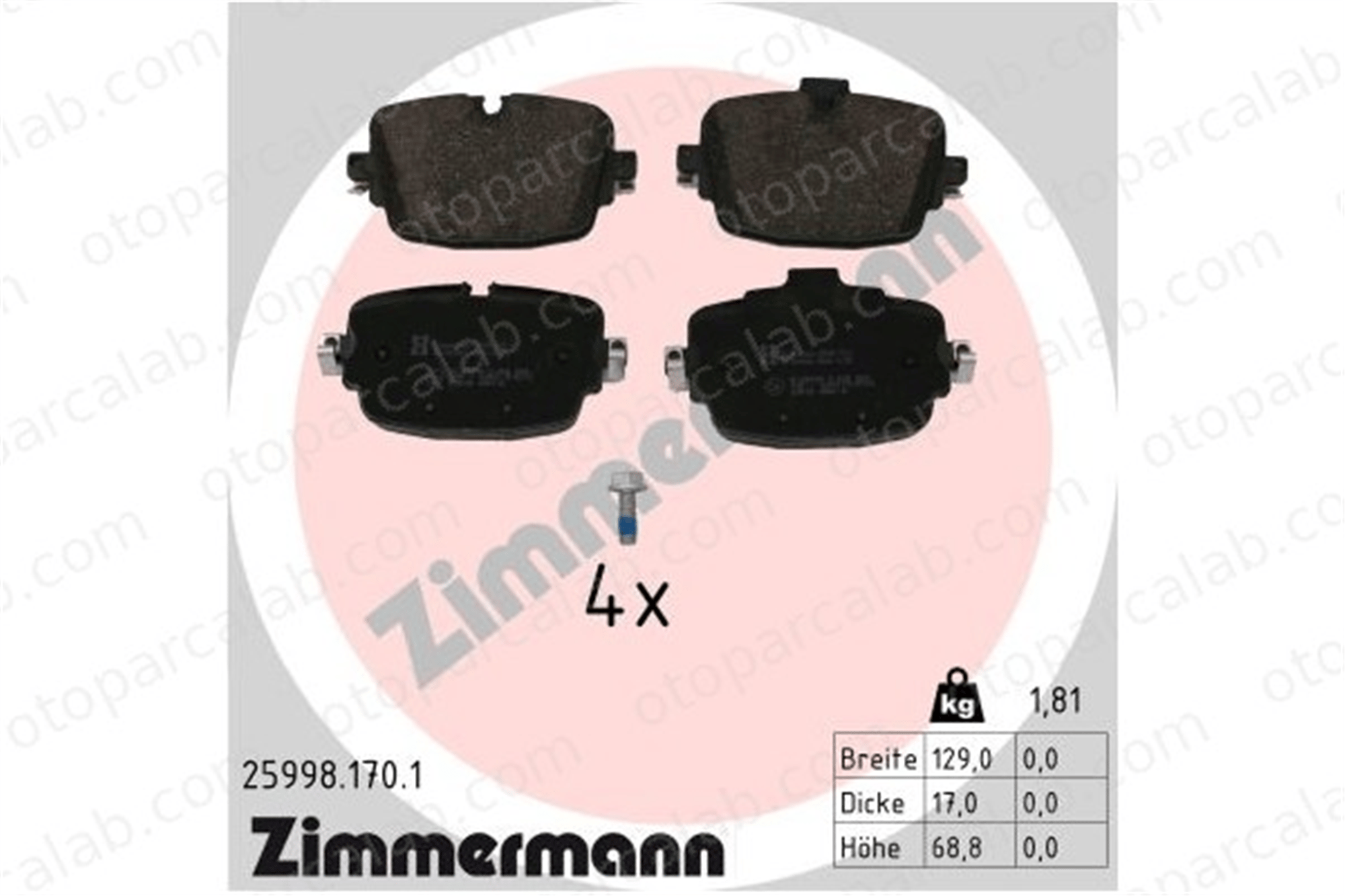 ZIMMERMANN 25998.170.1 Fren Disk Balata Ön AUDI Q7 A6 C8 4M0698451AA 4M0698451AE